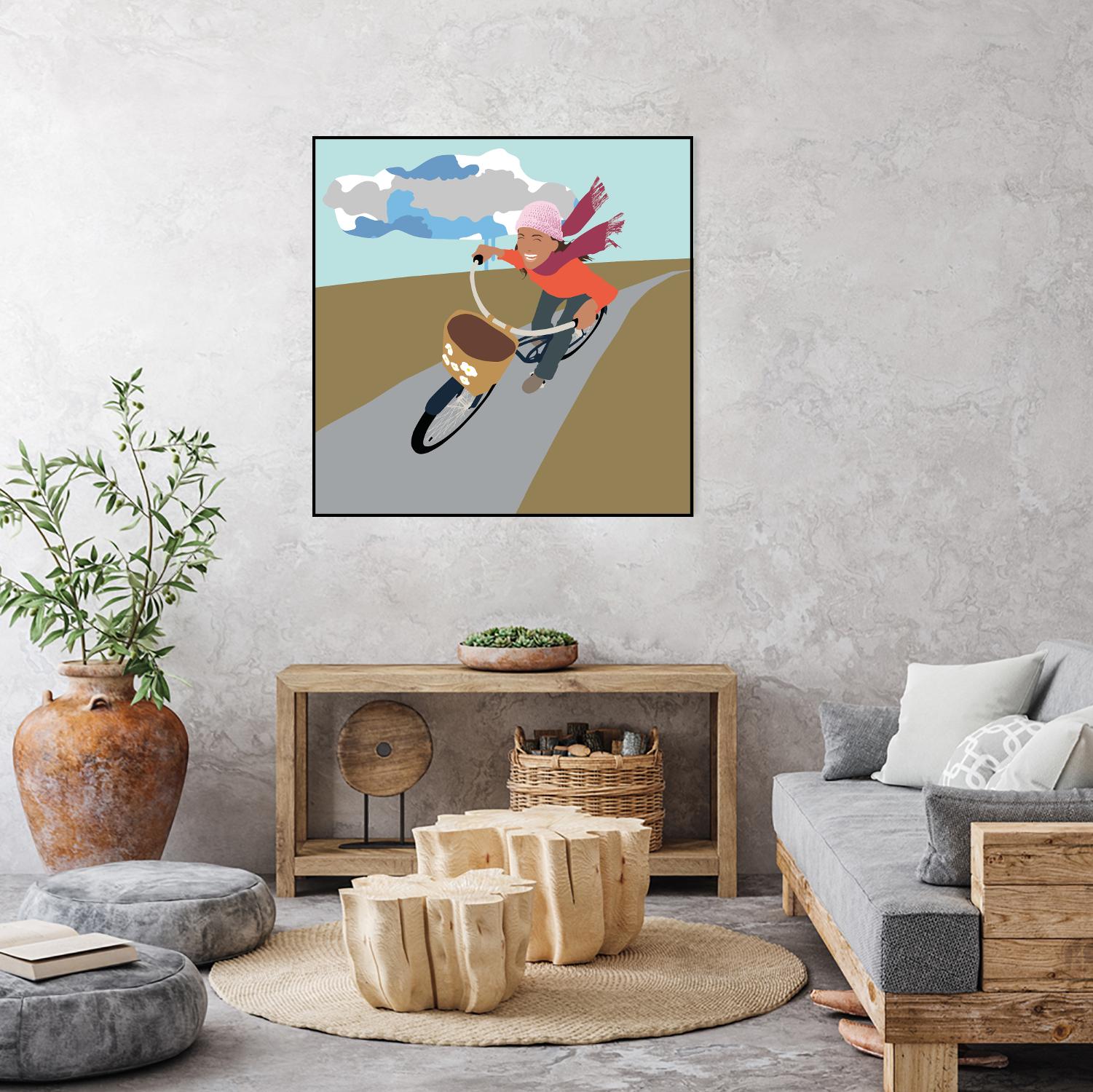 Cloud Girl on Bike by Eric Scheib on GIANT ART - grey contemporary