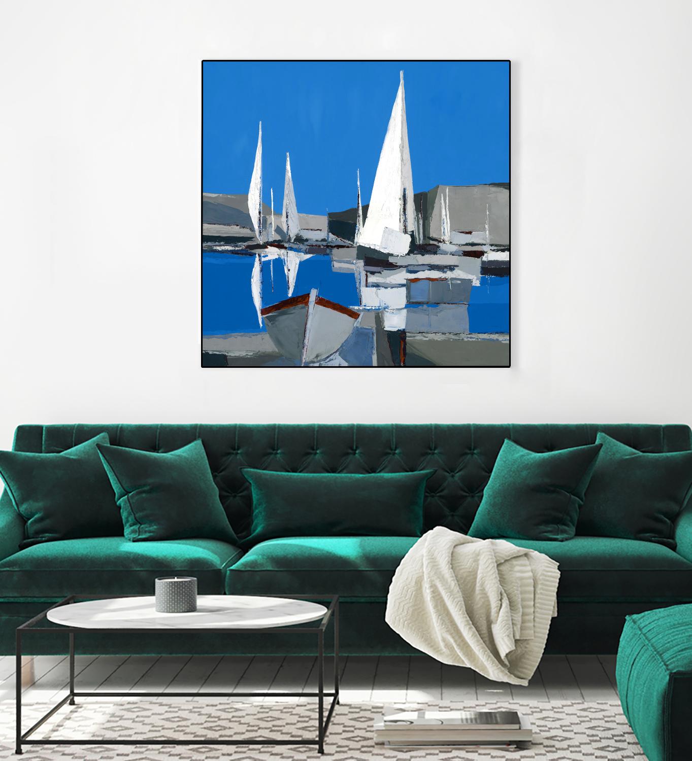 Voiles Blanches I by Demagny on GIANT ART - grey sea scene