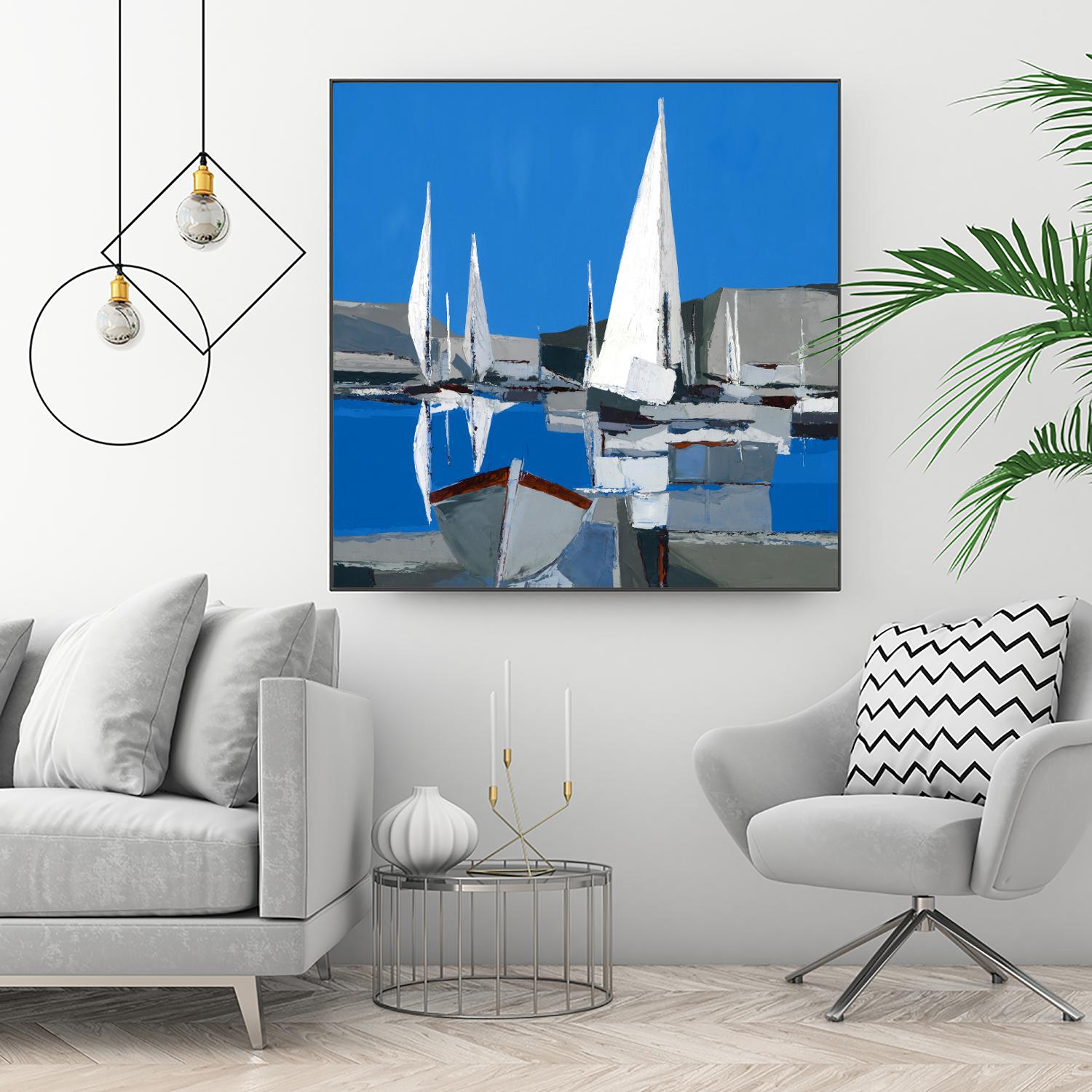 Voiles Blanches I by Demagny on GIANT ART - grey sea scene