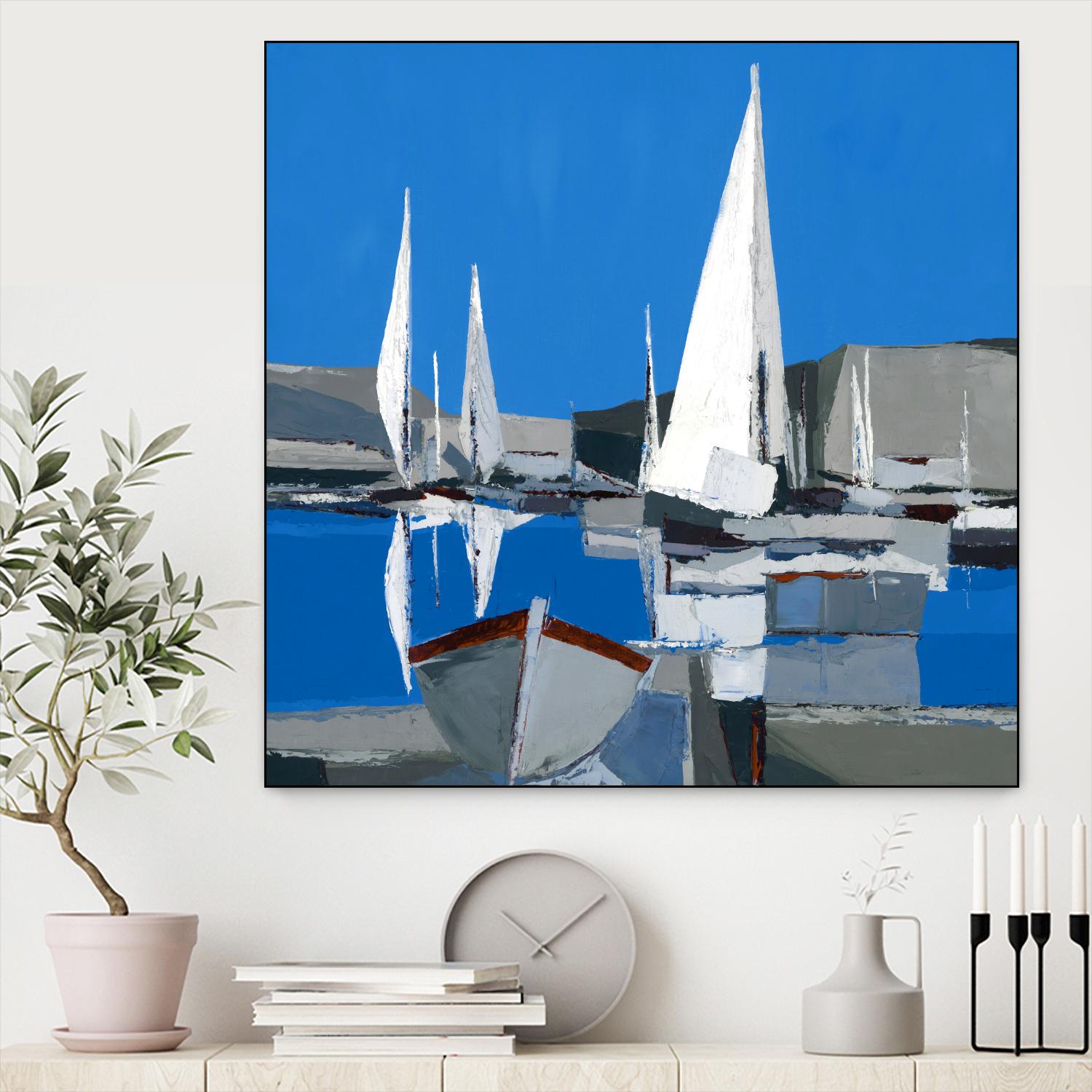 Voiles Blanches I by Demagny on GIANT ART - grey sea scene