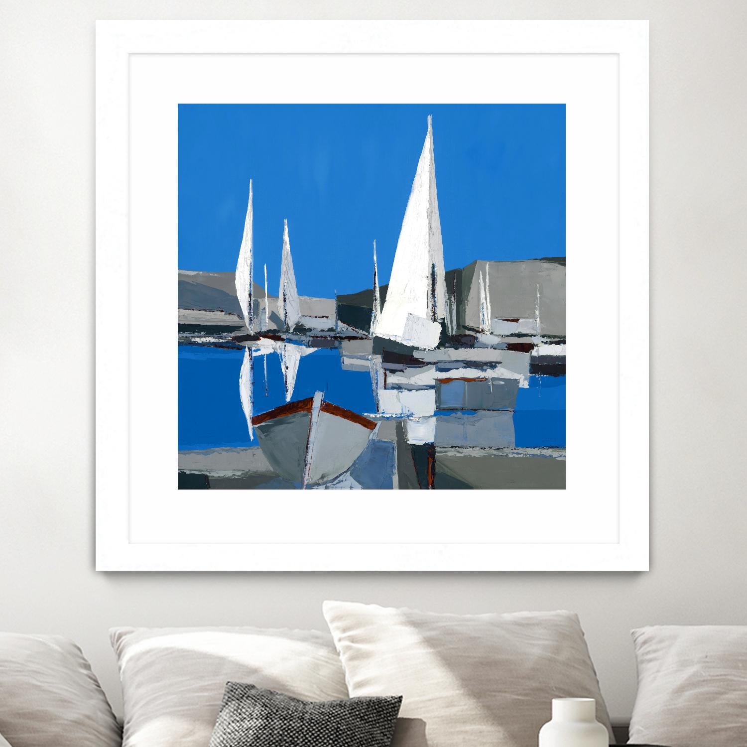 Voiles Blanches I by Demagny on GIANT ART - grey sea scene