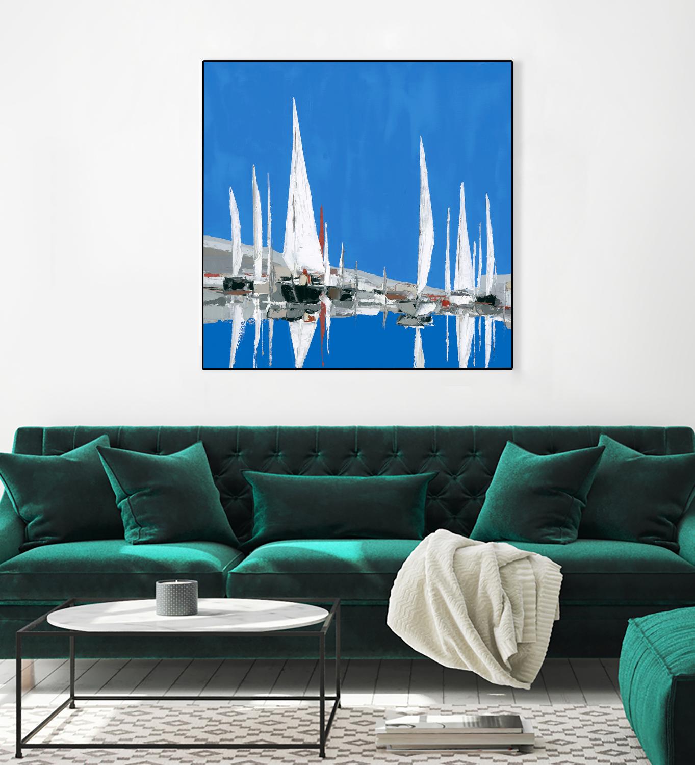 Voiles Blanches II by Demagny on GIANT ART - grey sea scene