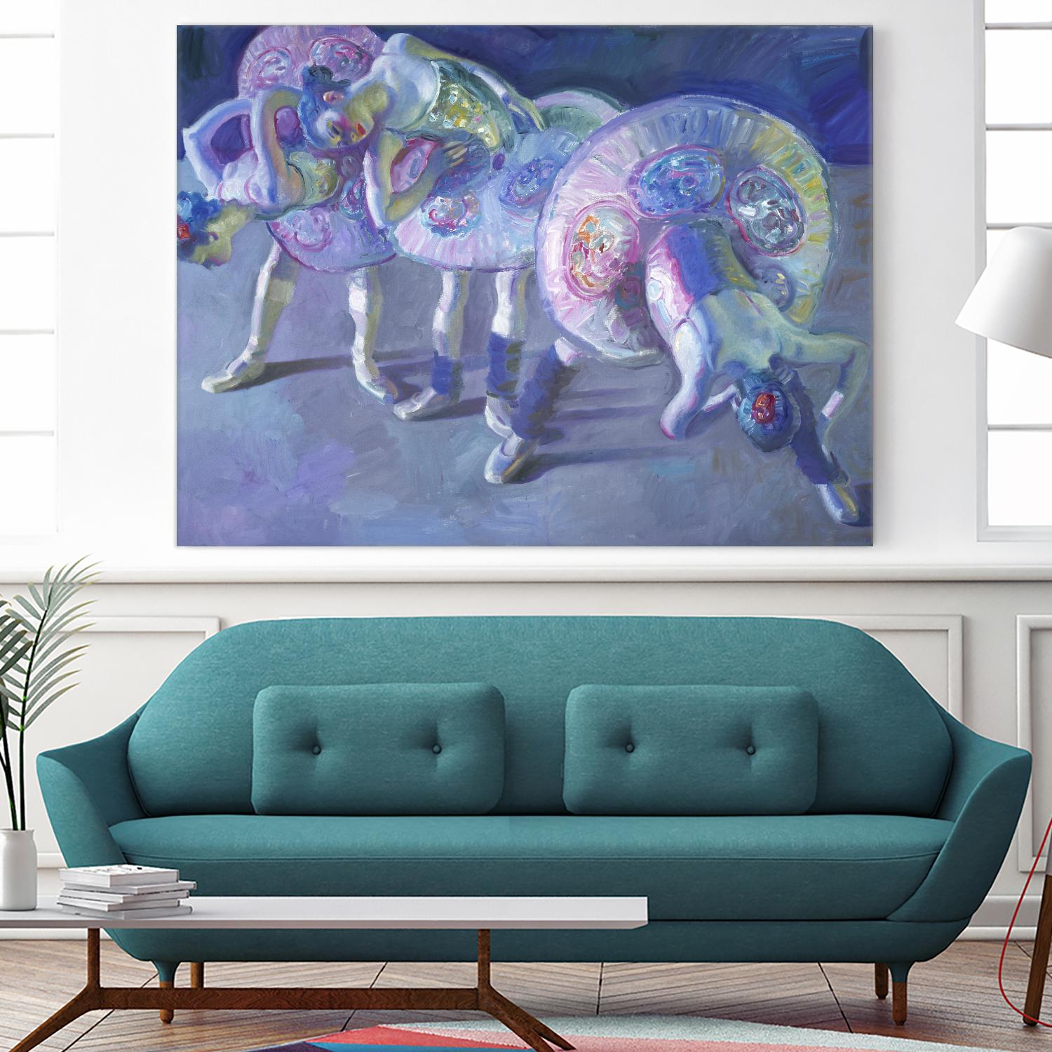 Three Dancers in Grey and Blue by John Asaro on GIANT ART - blue music - dance