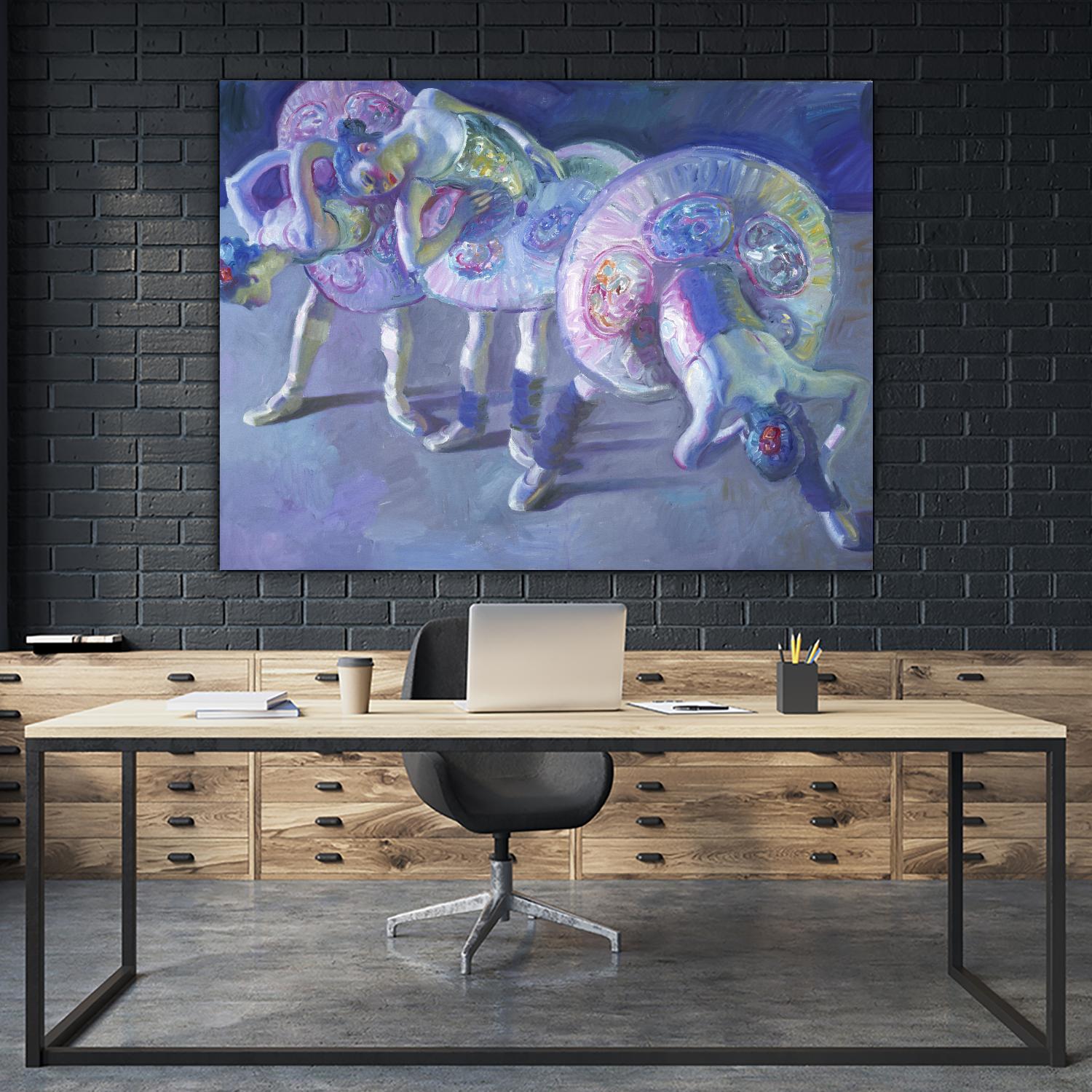 Three Dancers in Grey and Blue by John Asaro on GIANT ART - blue music - dance