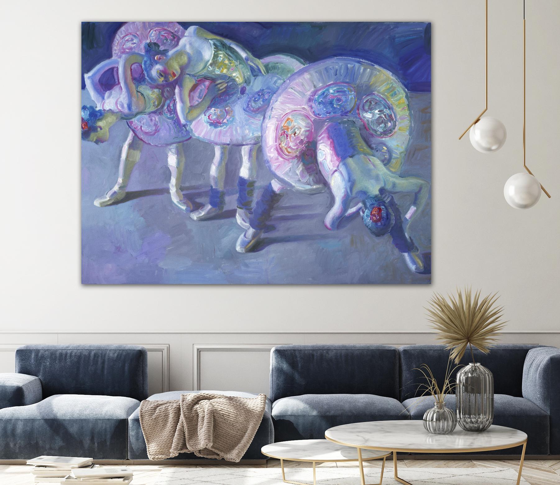 Three Dancers in Grey and Blue by John Asaro on GIANT ART - blue music - dance