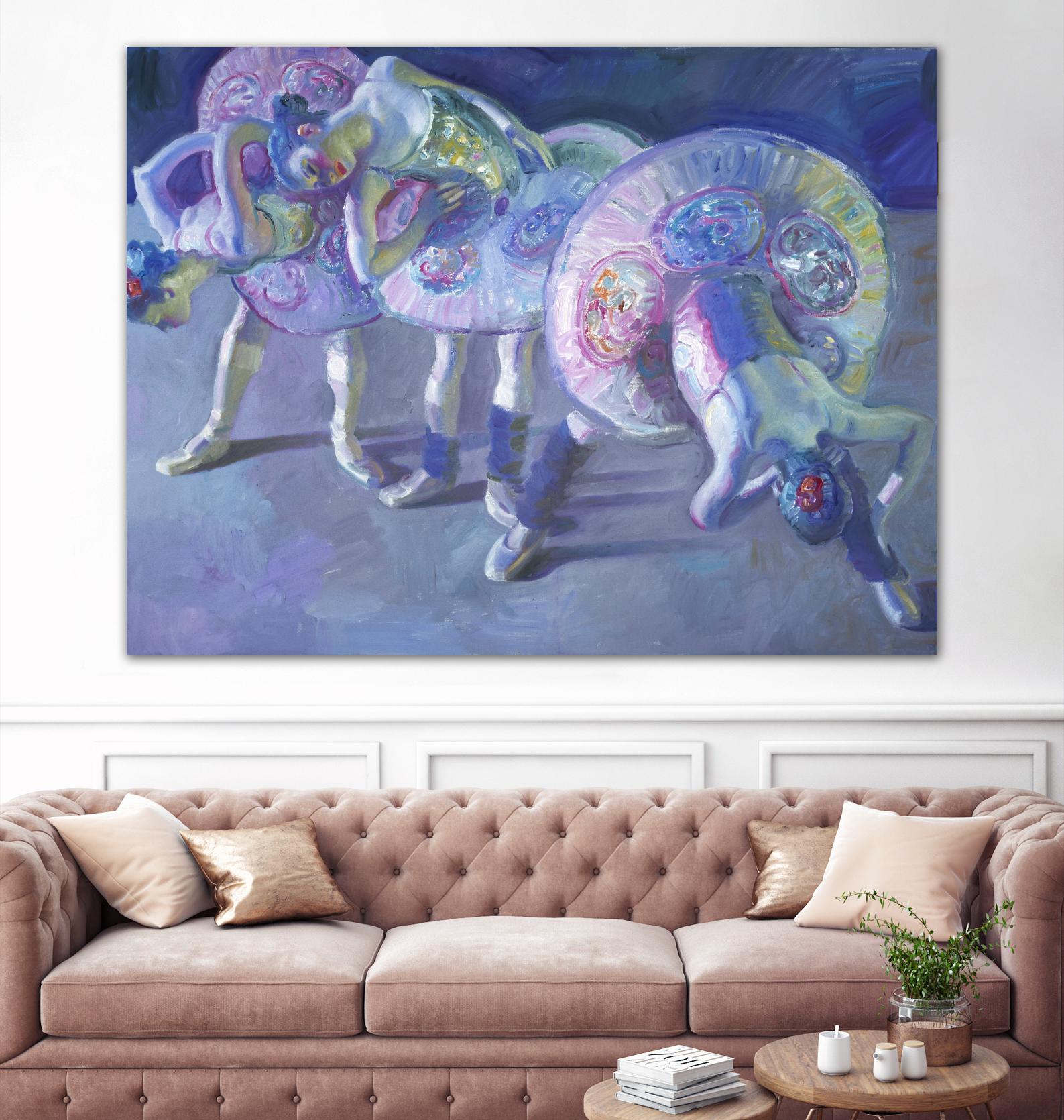 Three Dancers in Grey and Blue by John Asaro on GIANT ART - blue music - dance