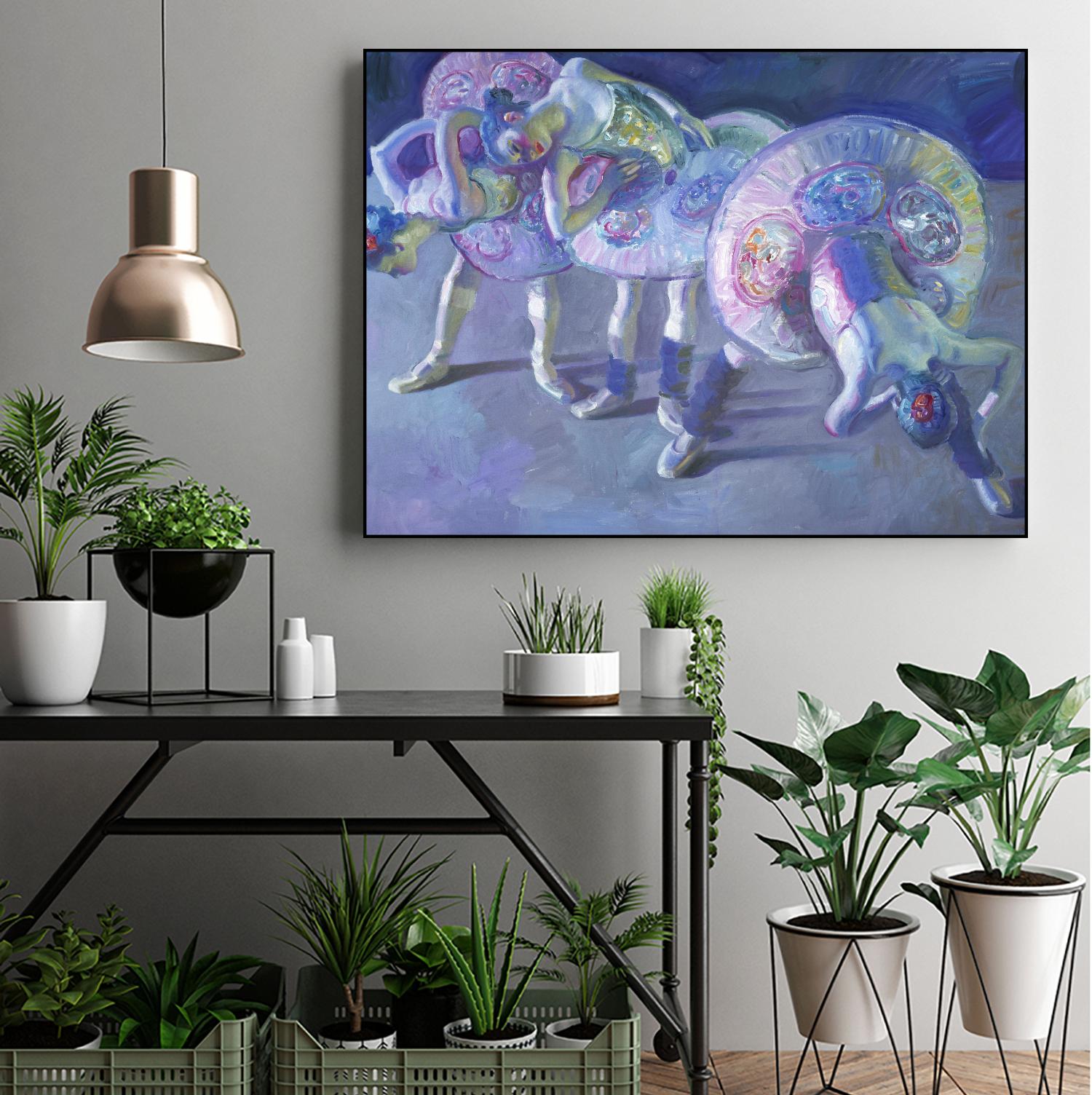 Three Dancers in Grey and Blue by John Asaro on GIANT ART - blue music - dance