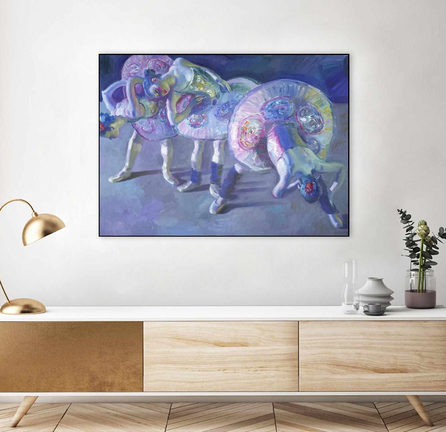 Three Dancers in Grey and Blue by John Asaro on GIANT ART - blue music - dance