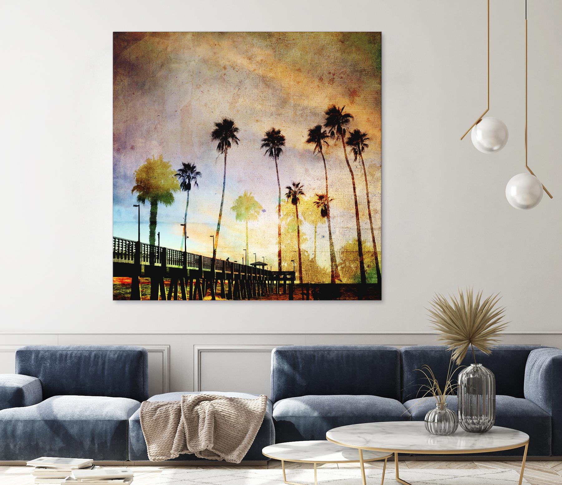 Sunset on the Pier A by GI ArtLab on GIANT ART - yellow tropical