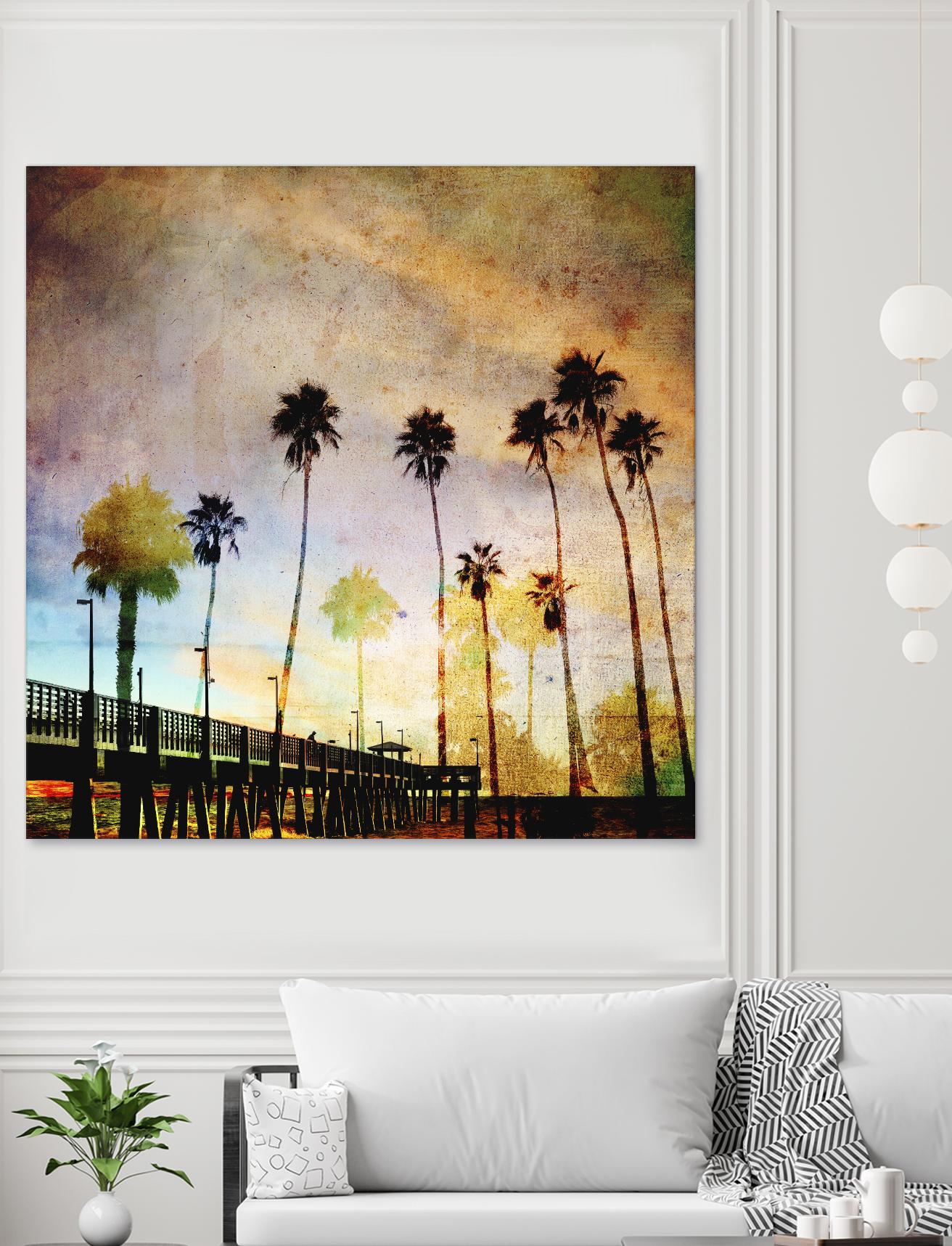 Sunset on the Pier A by GI ArtLab on GIANT ART - yellow tropical