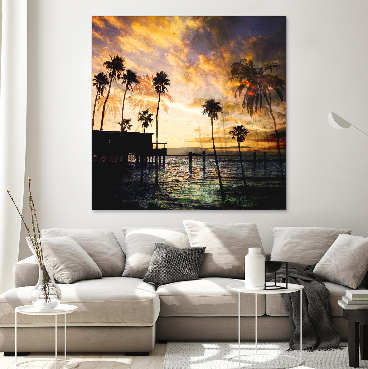 Sunset on the Pier B by GI ArtLab on GIANT ART - blue tropical