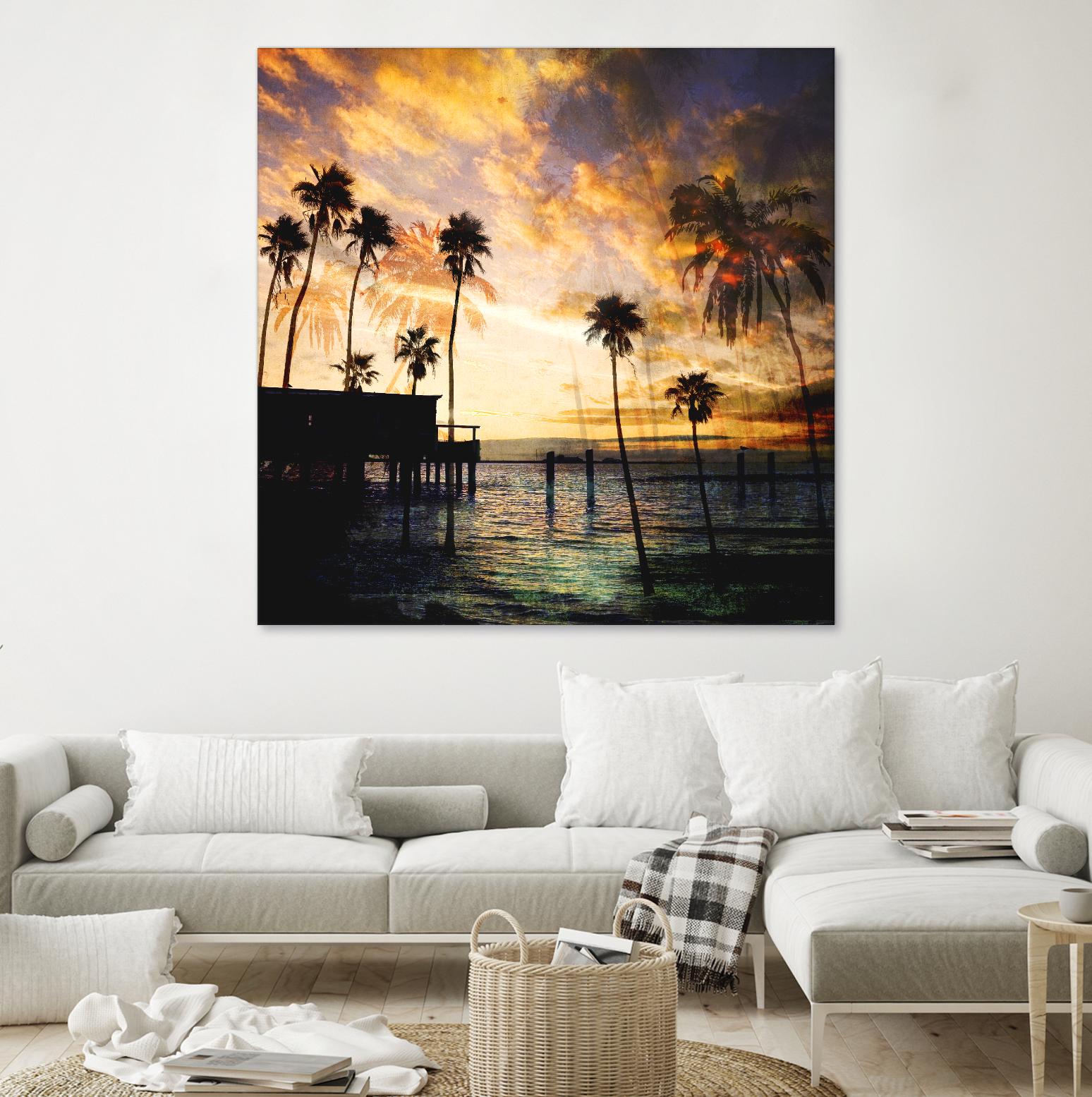 Sunset on the Pier B by GI ArtLab on GIANT ART - blue tropical
