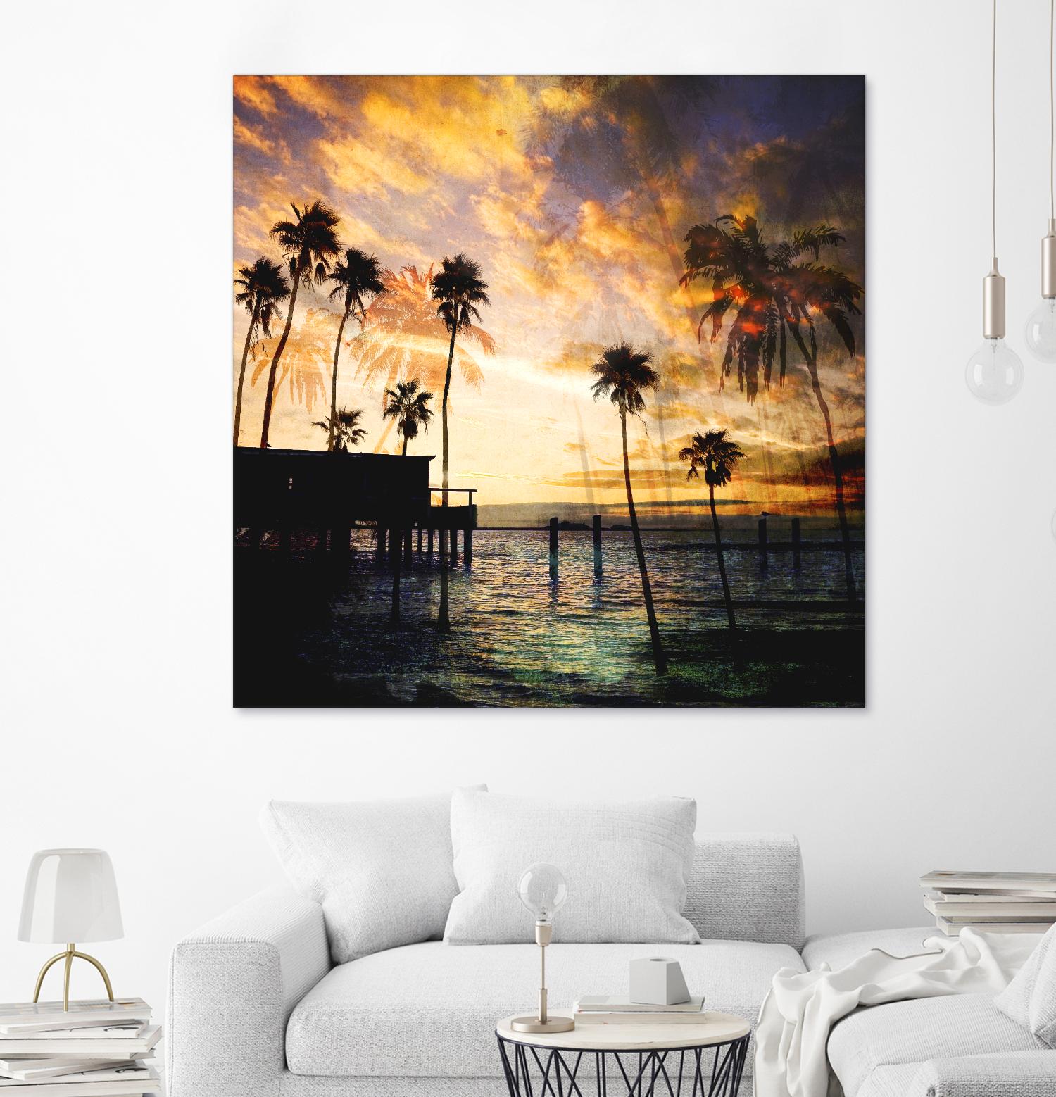Sunset on the Pier B by GI ArtLab on GIANT ART - blue tropical