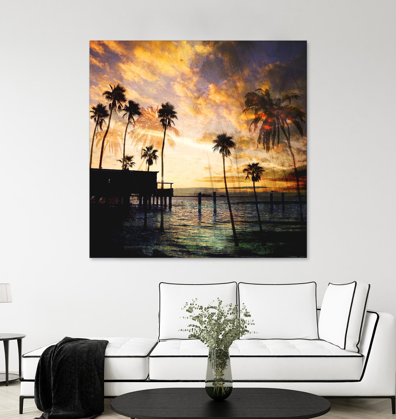 Sunset on the Pier B by GI ArtLab on GIANT ART - blue tropical
