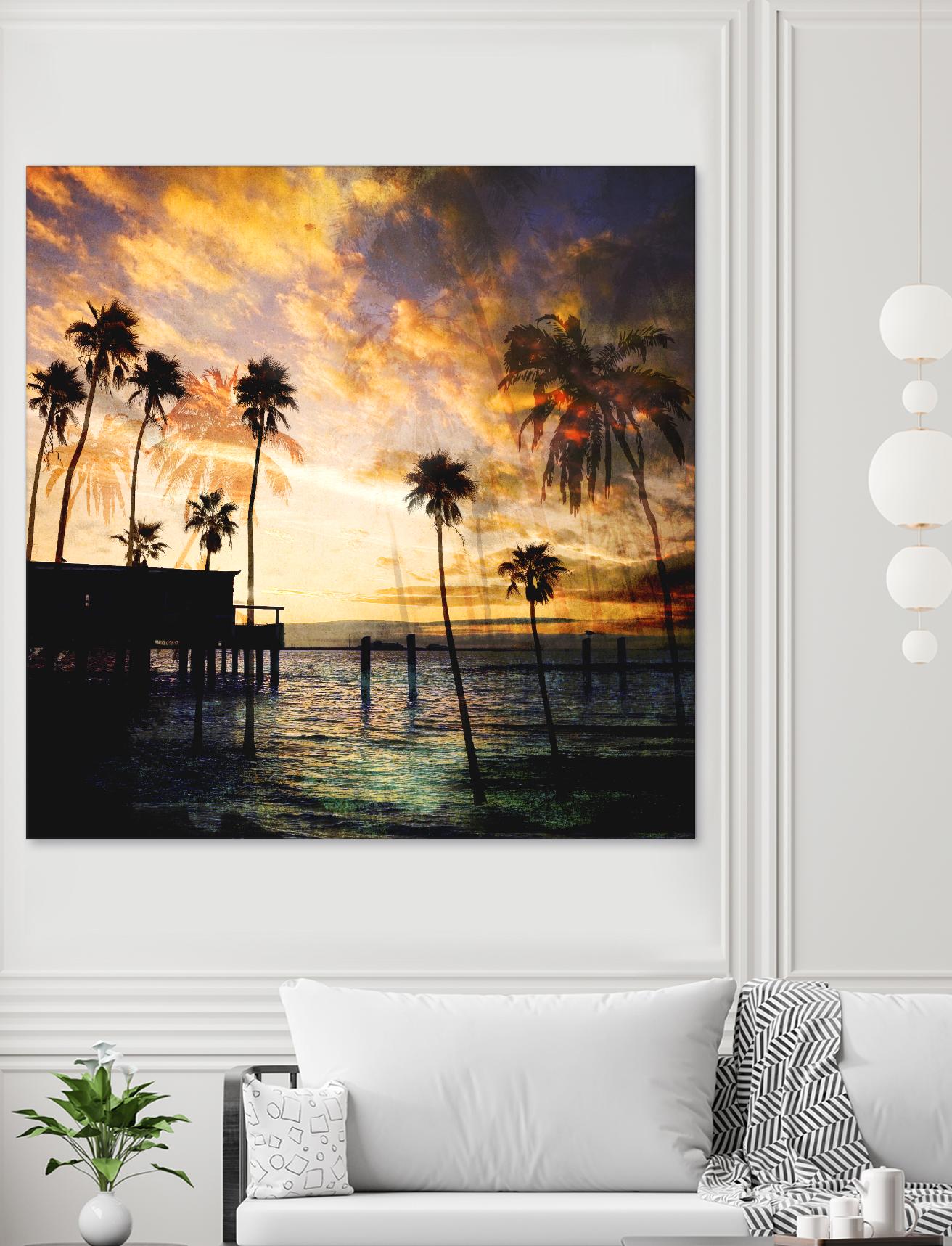 Sunset on the Pier B by GI ArtLab on GIANT ART - blue tropical