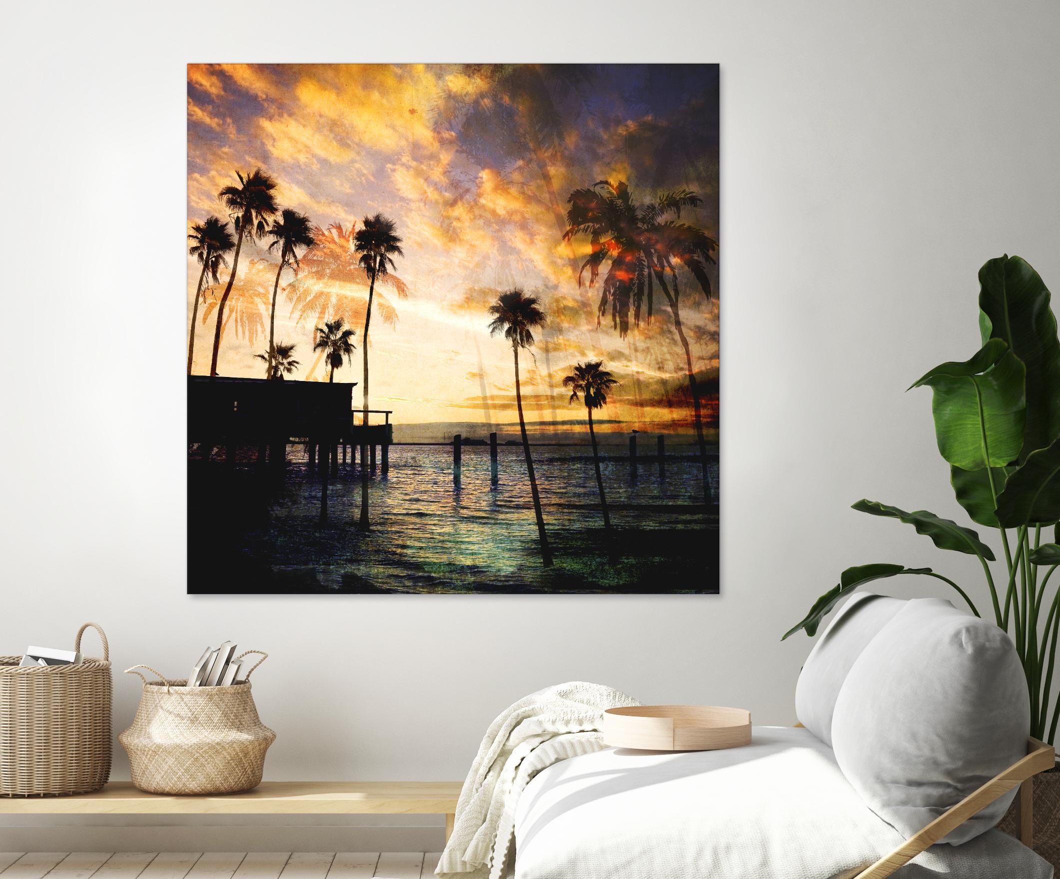 Sunset on the Pier B by GI ArtLab on GIANT ART - blue tropical