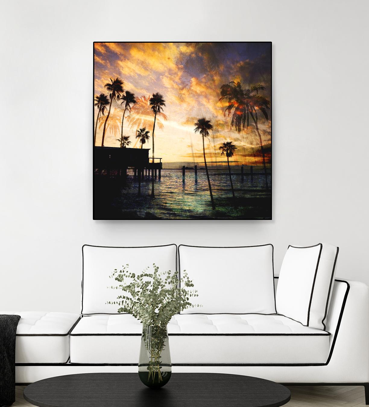 Sunset on the Pier B by GI ArtLab on GIANT ART - blue tropical