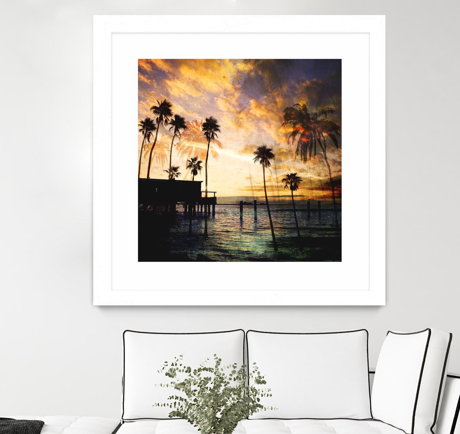 Sunset on the Pier B by GI ArtLab on GIANT ART - blue tropical