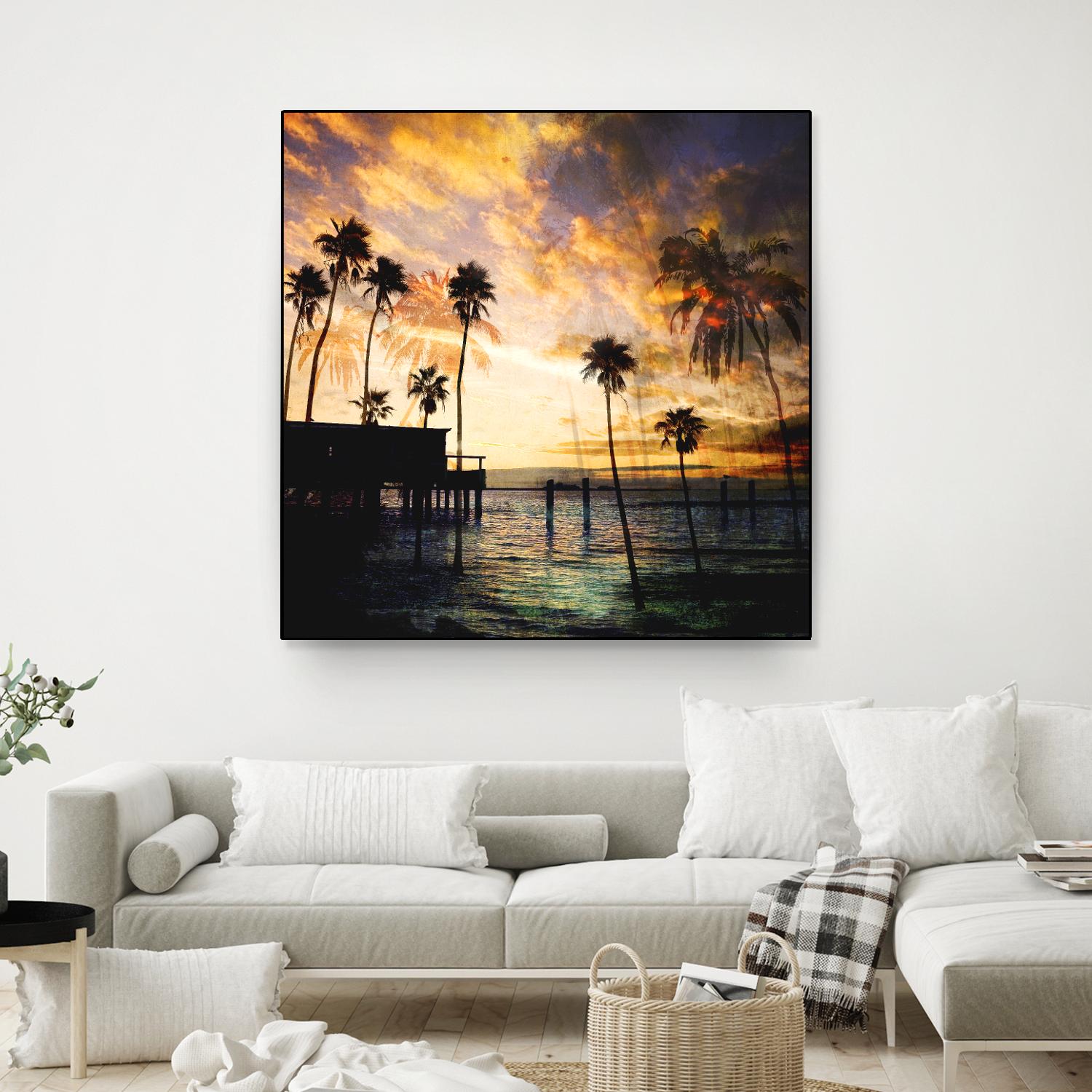 Sunset on the Pier B by GI ArtLab on GIANT ART - blue tropical