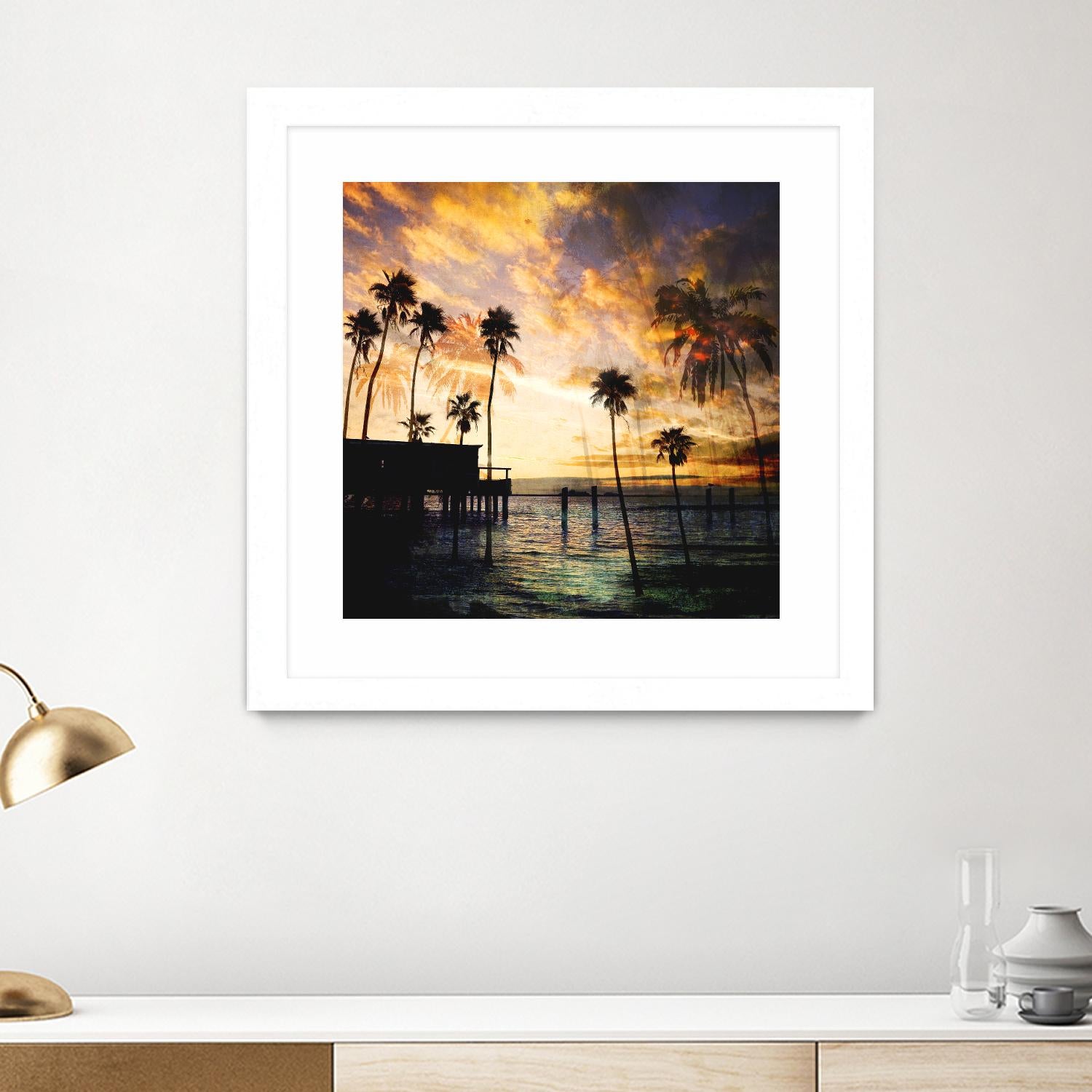 Sunset on the Pier B by GI ArtLab on GIANT ART - blue tropical