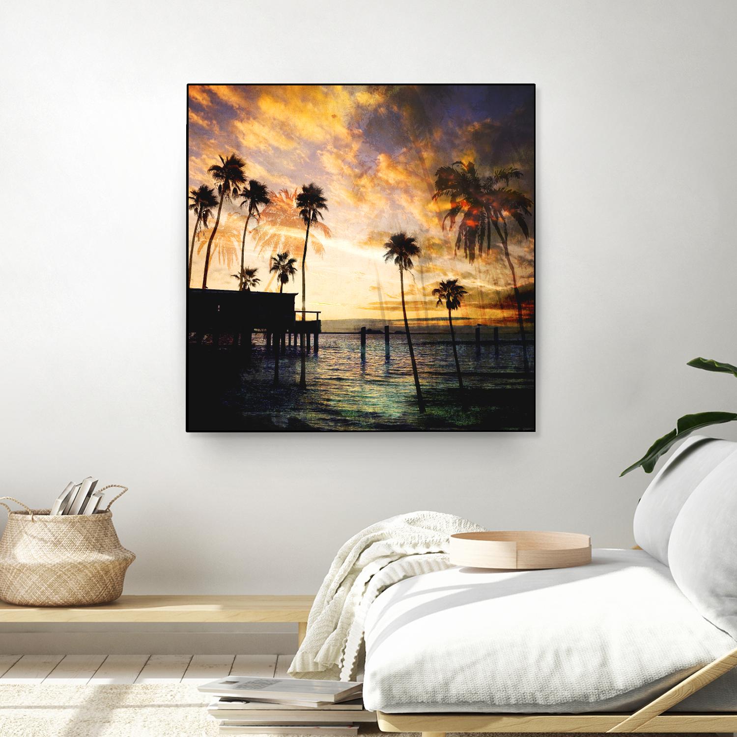 Sunset on the Pier B by GI ArtLab on GIANT ART - blue tropical