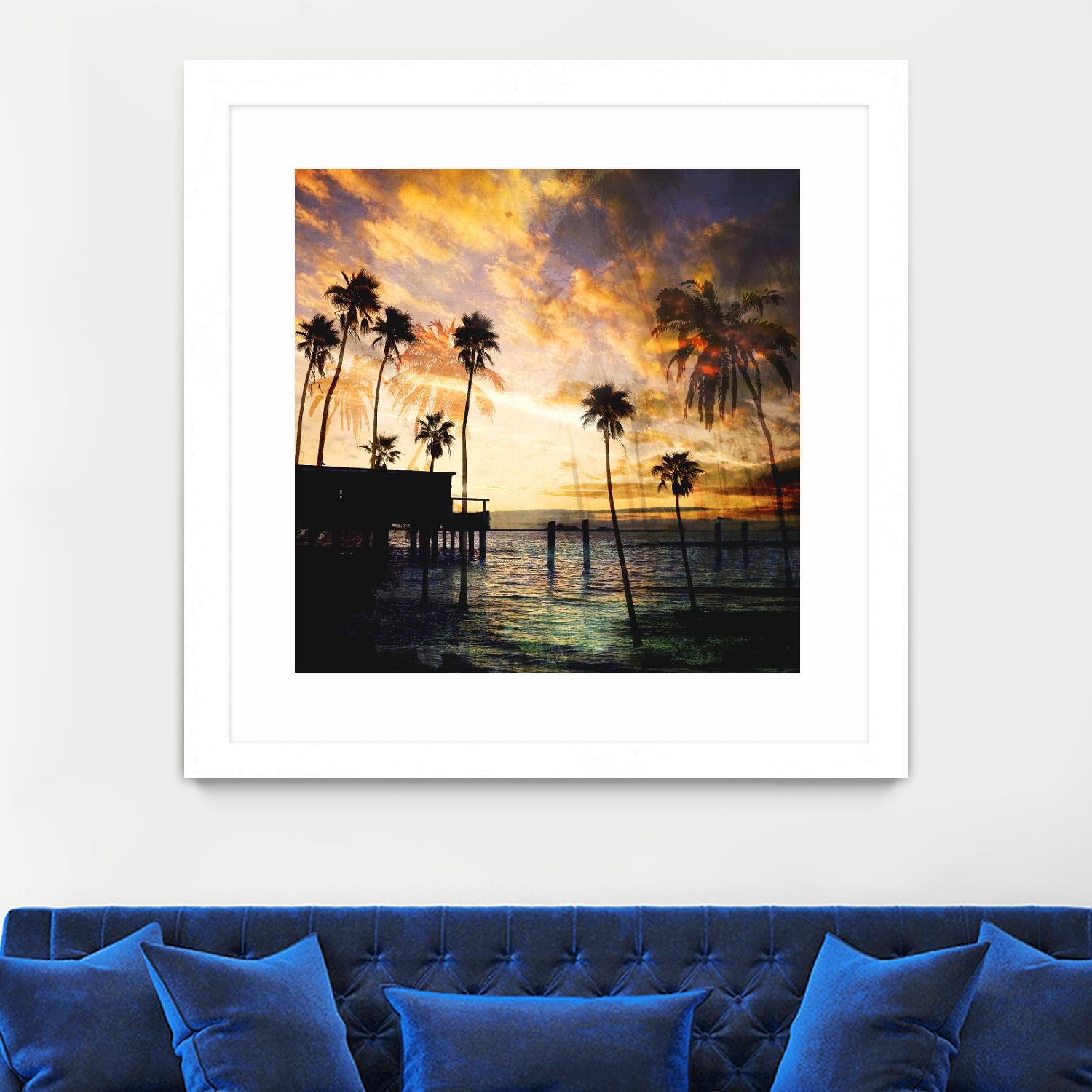 Sunset on the Pier B by GI ArtLab on GIANT ART - blue tropical