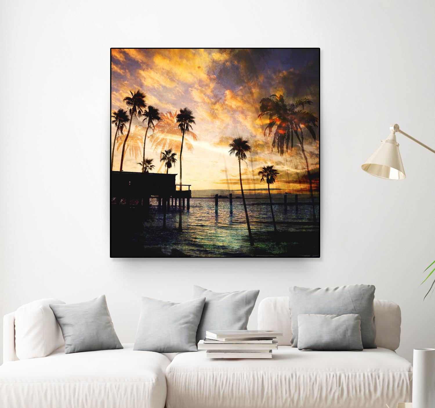 Sunset on the Pier B by GI ArtLab on GIANT ART - blue tropical