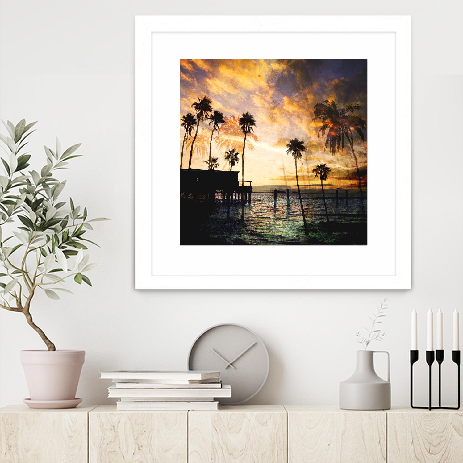 Sunset on the Pier B by GI ArtLab on GIANT ART - blue tropical