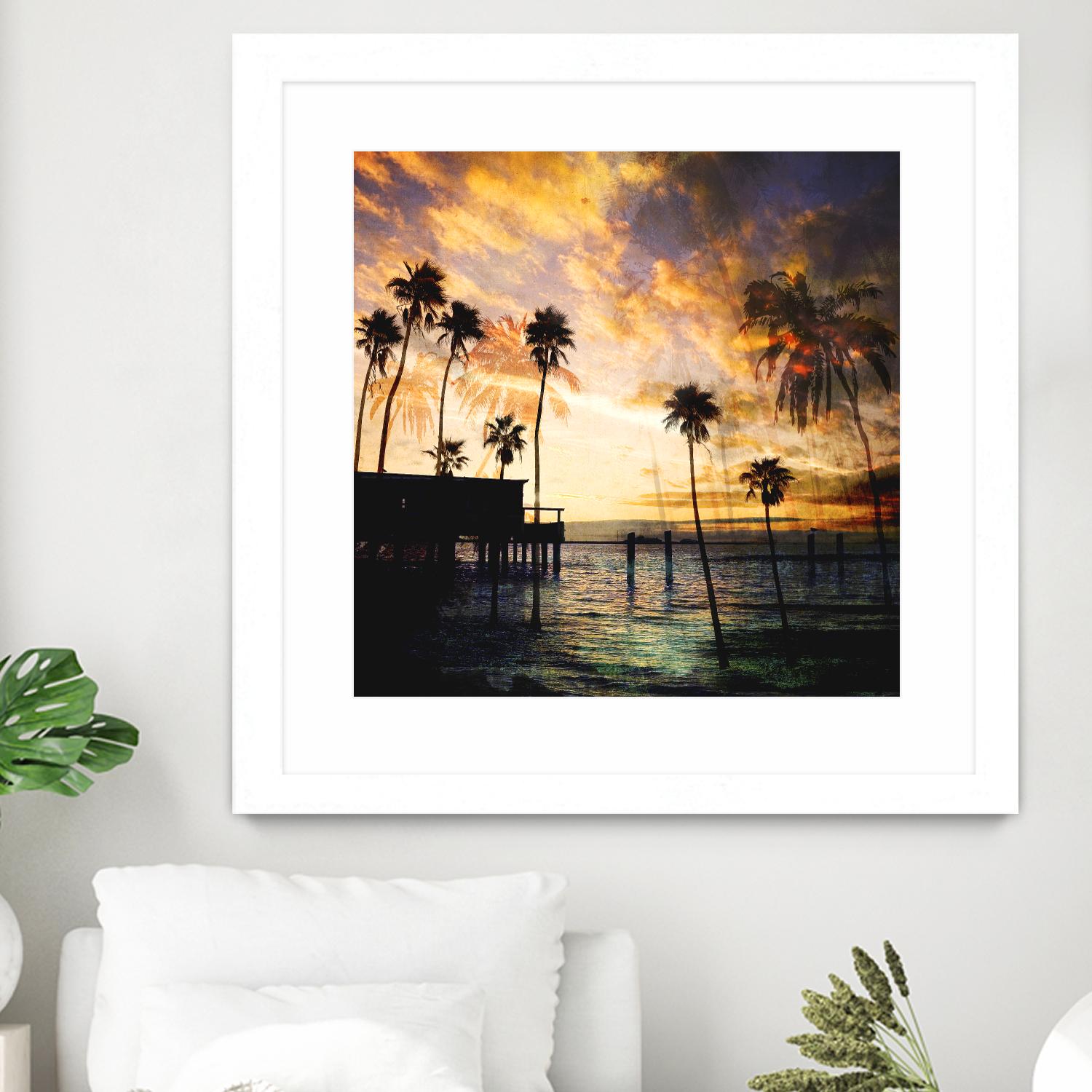 Sunset on the Pier B by GI ArtLab on GIANT ART - blue tropical
