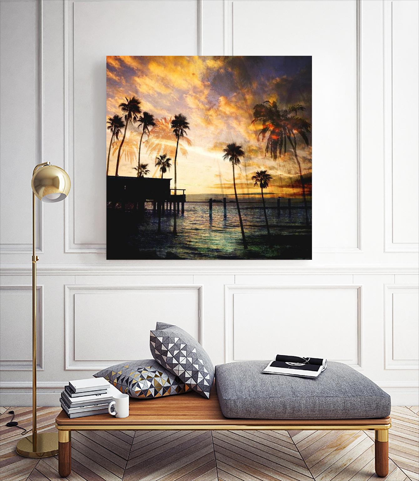 Sunset on the Pier B by GI ArtLab on GIANT ART - blue tropical