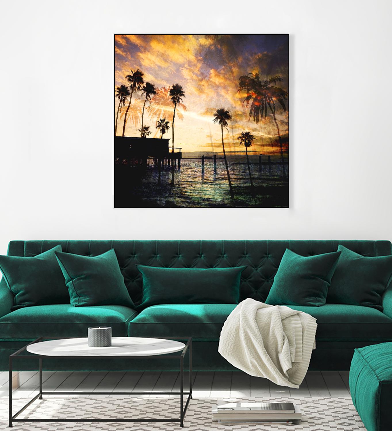 Sunset on the Pier B by GI ArtLab on GIANT ART - blue tropical