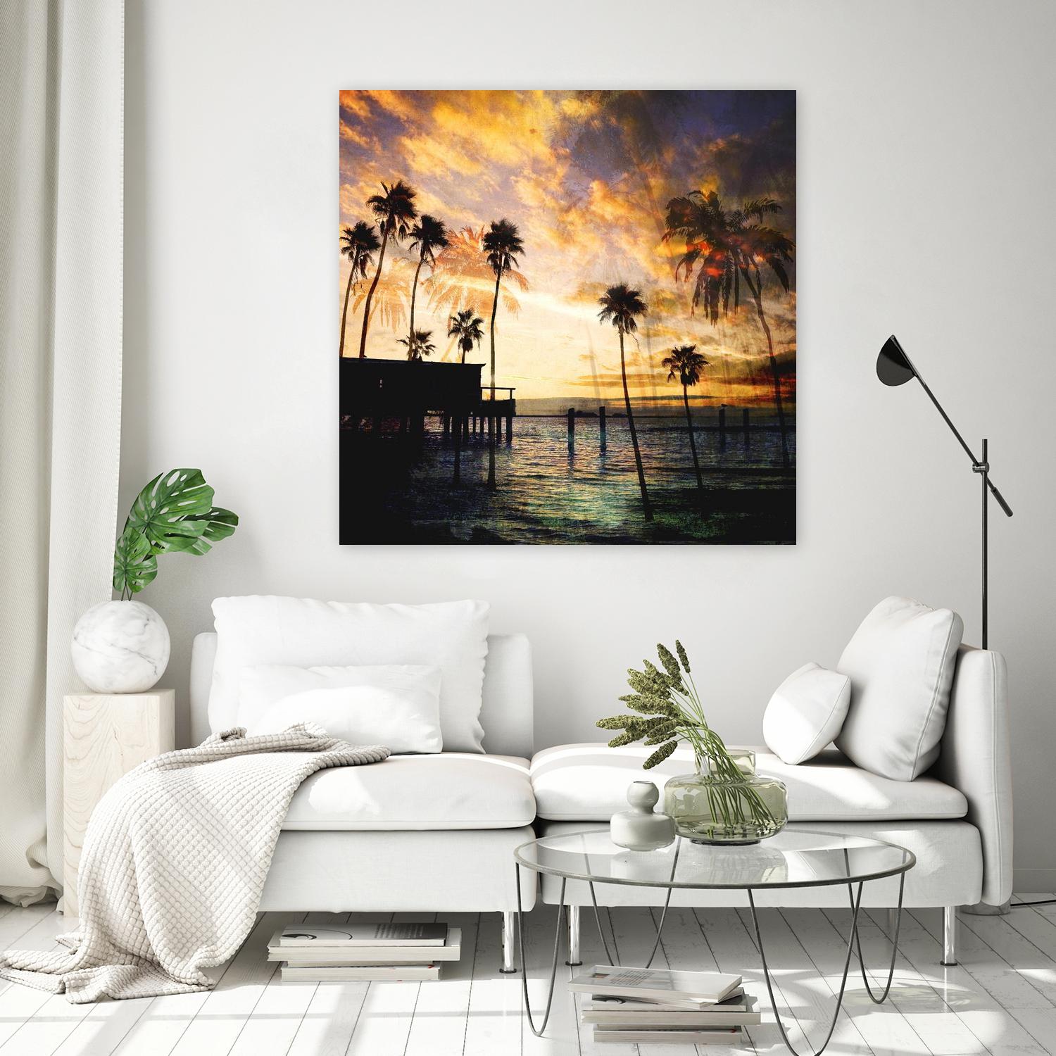 Sunset on the Pier B by GI ArtLab on GIANT ART - blue tropical