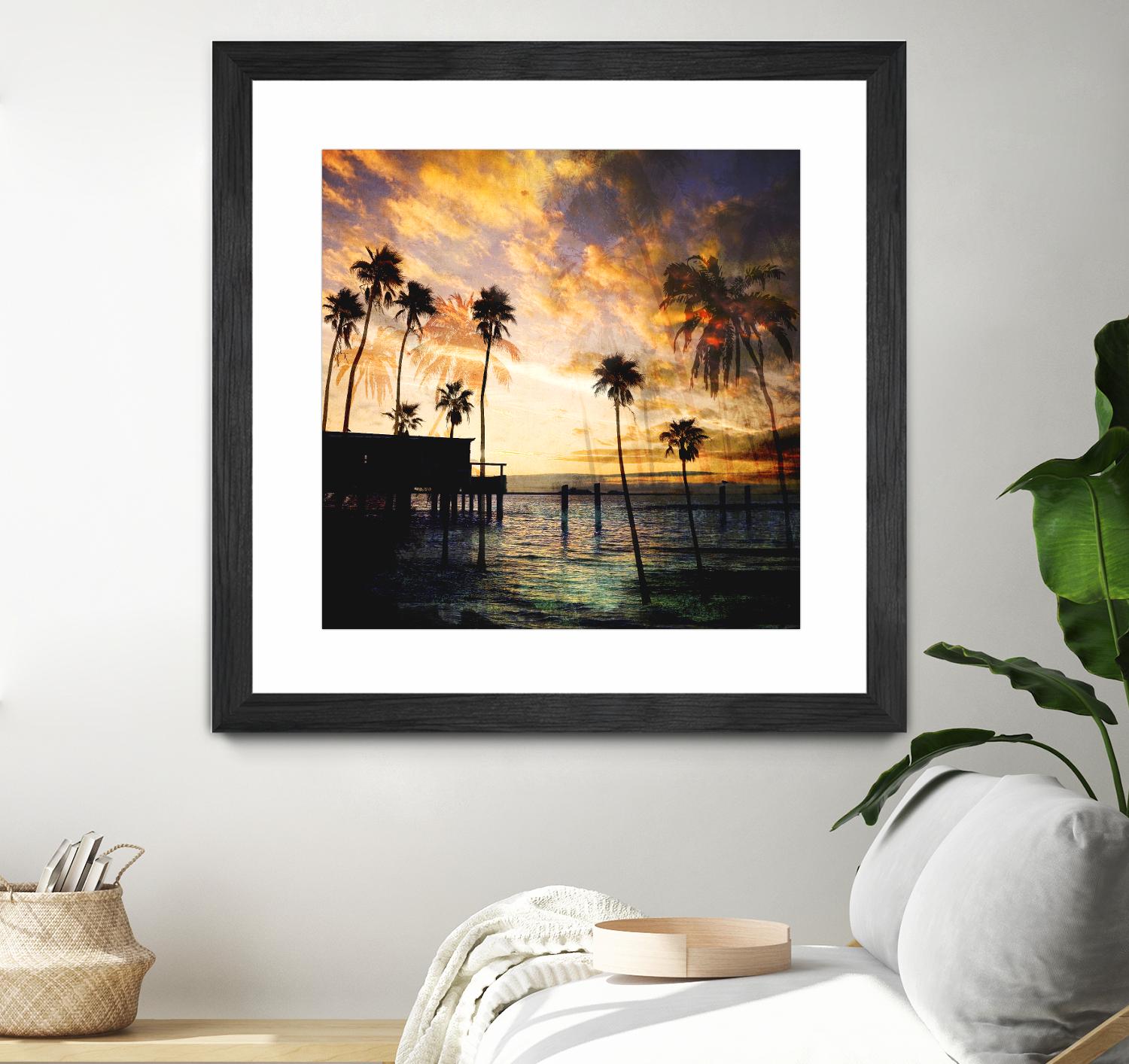 Sunset on the Pier B by GI ArtLab on GIANT ART - blue tropical