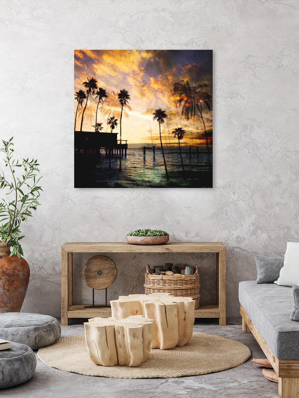 Sunset on the Pier B by GI ArtLab on GIANT ART - blue tropical