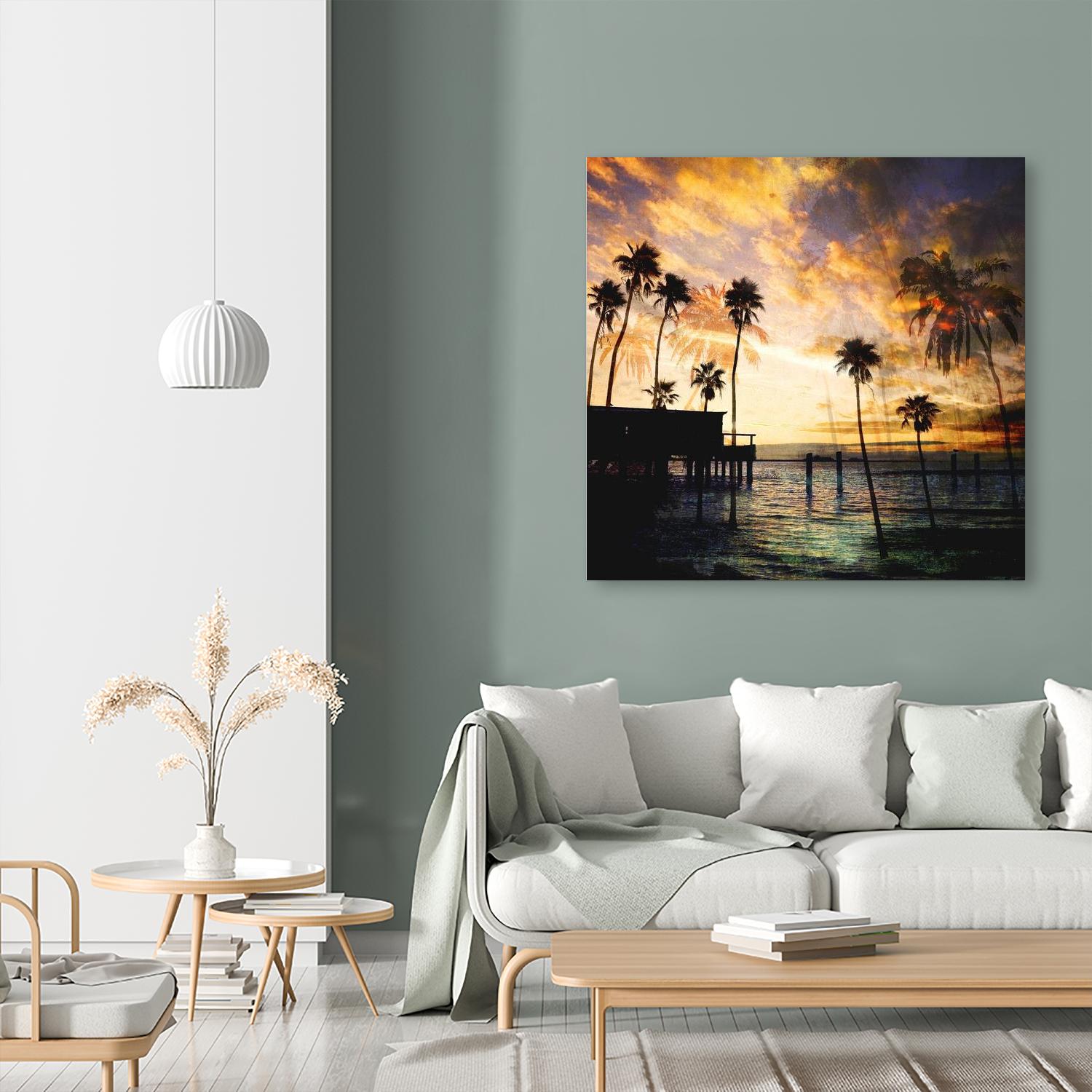 Sunset on the Pier B by GI ArtLab on GIANT ART - blue tropical