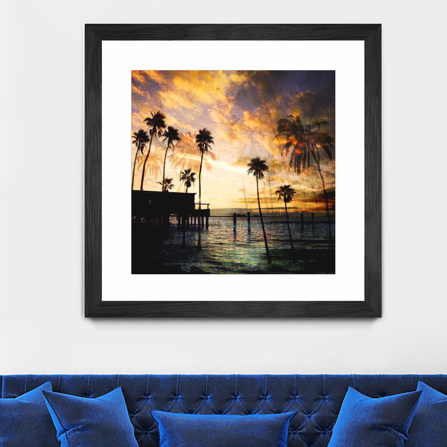 Sunset on the Pier B by GI ArtLab on GIANT ART - blue tropical