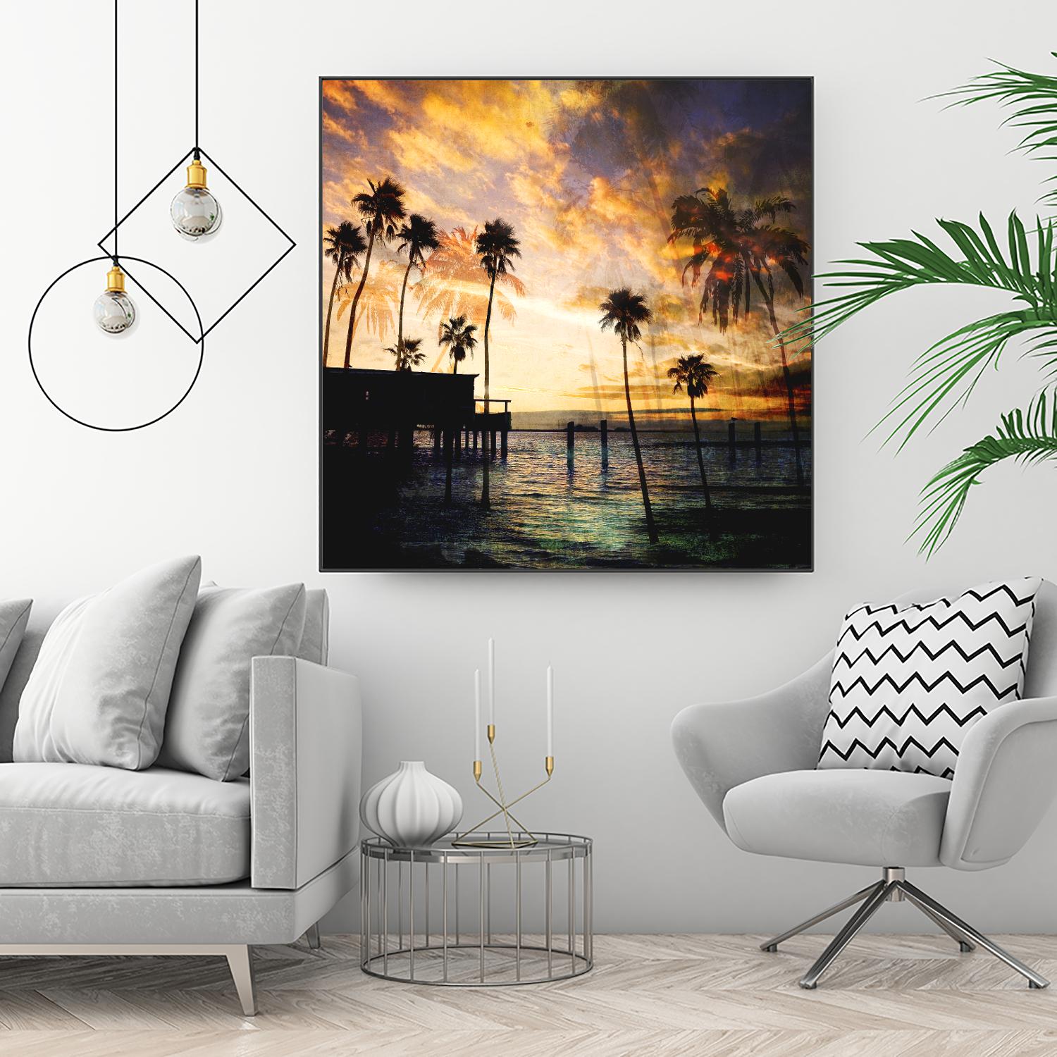 Sunset on the Pier B by GI ArtLab on GIANT ART - blue tropical