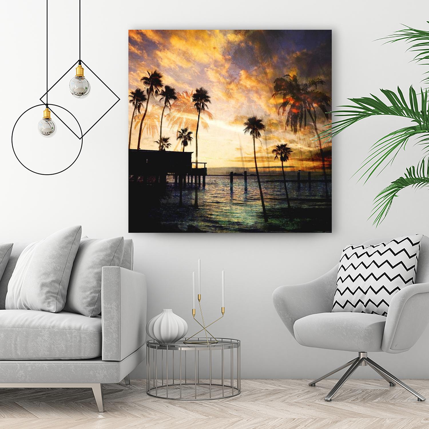 Sunset on the Pier B by GI ArtLab on GIANT ART - blue tropical