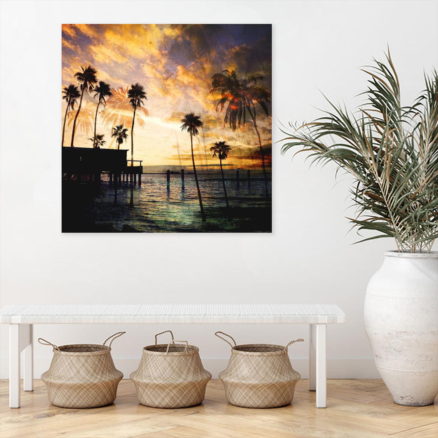 Sunset on the Pier B by GI ArtLab on GIANT ART - blue tropical