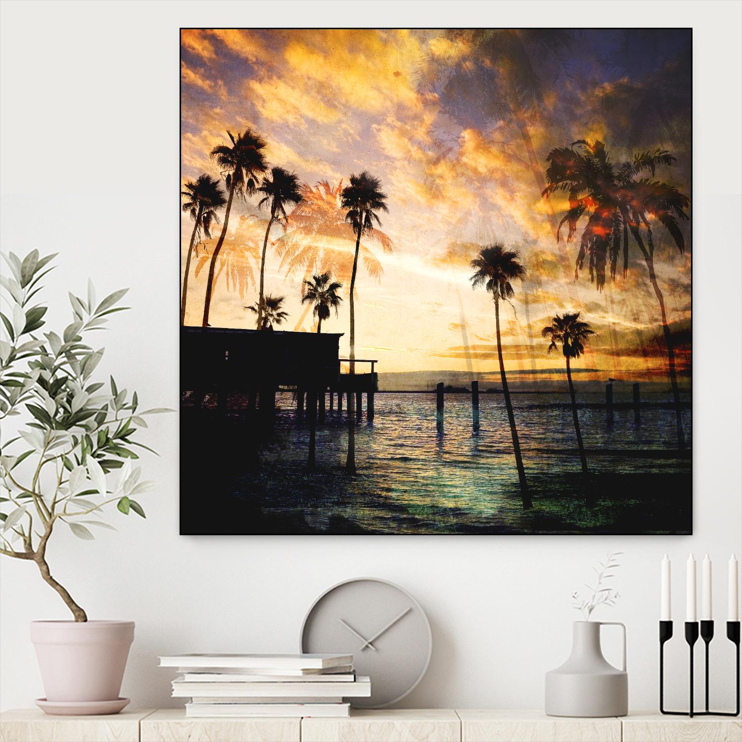 Sunset on the Pier B by GI ArtLab on GIANT ART - blue tropical