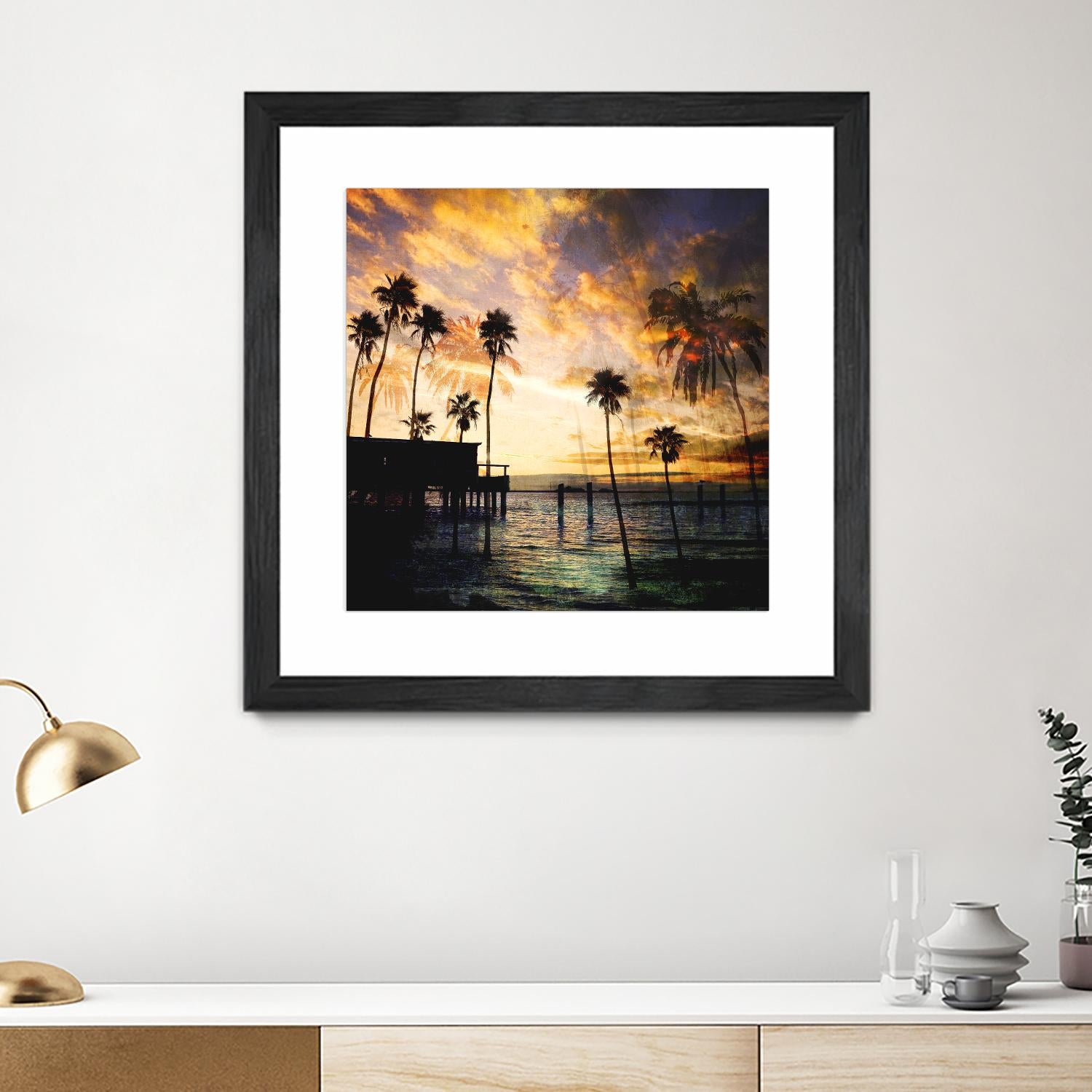 Sunset on the Pier B by GI ArtLab on GIANT ART - blue tropical