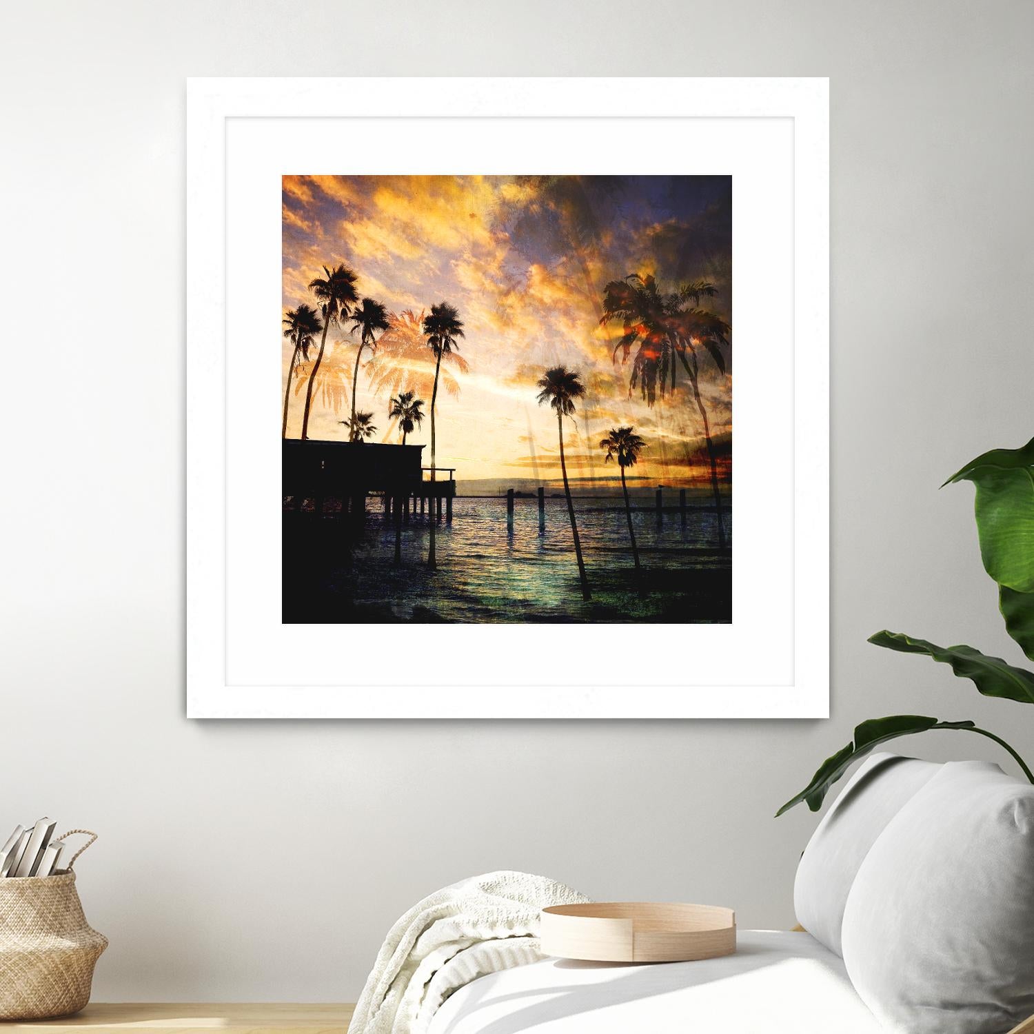 Sunset on the Pier B by GI ArtLab on GIANT ART - blue tropical