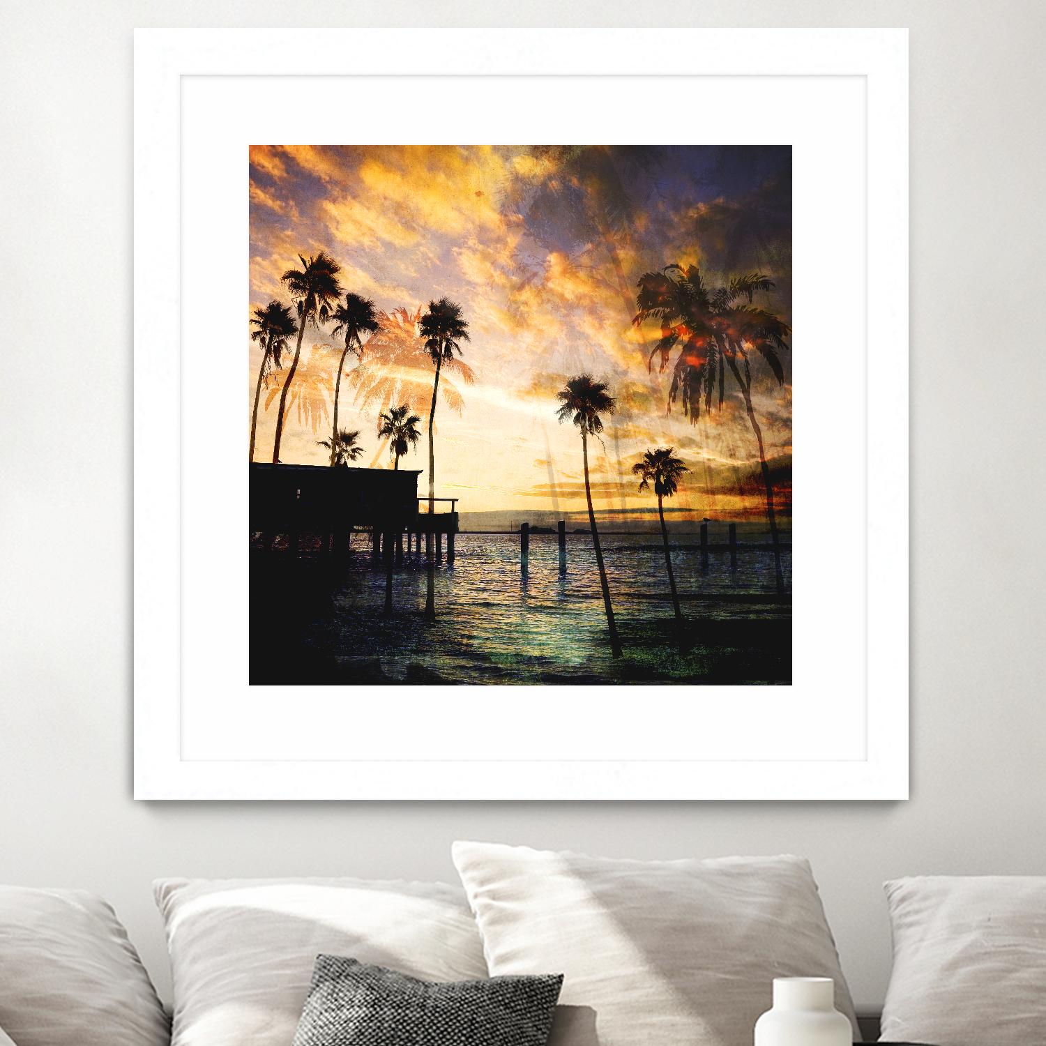 Sunset on the Pier B by GI ArtLab on GIANT ART - blue tropical