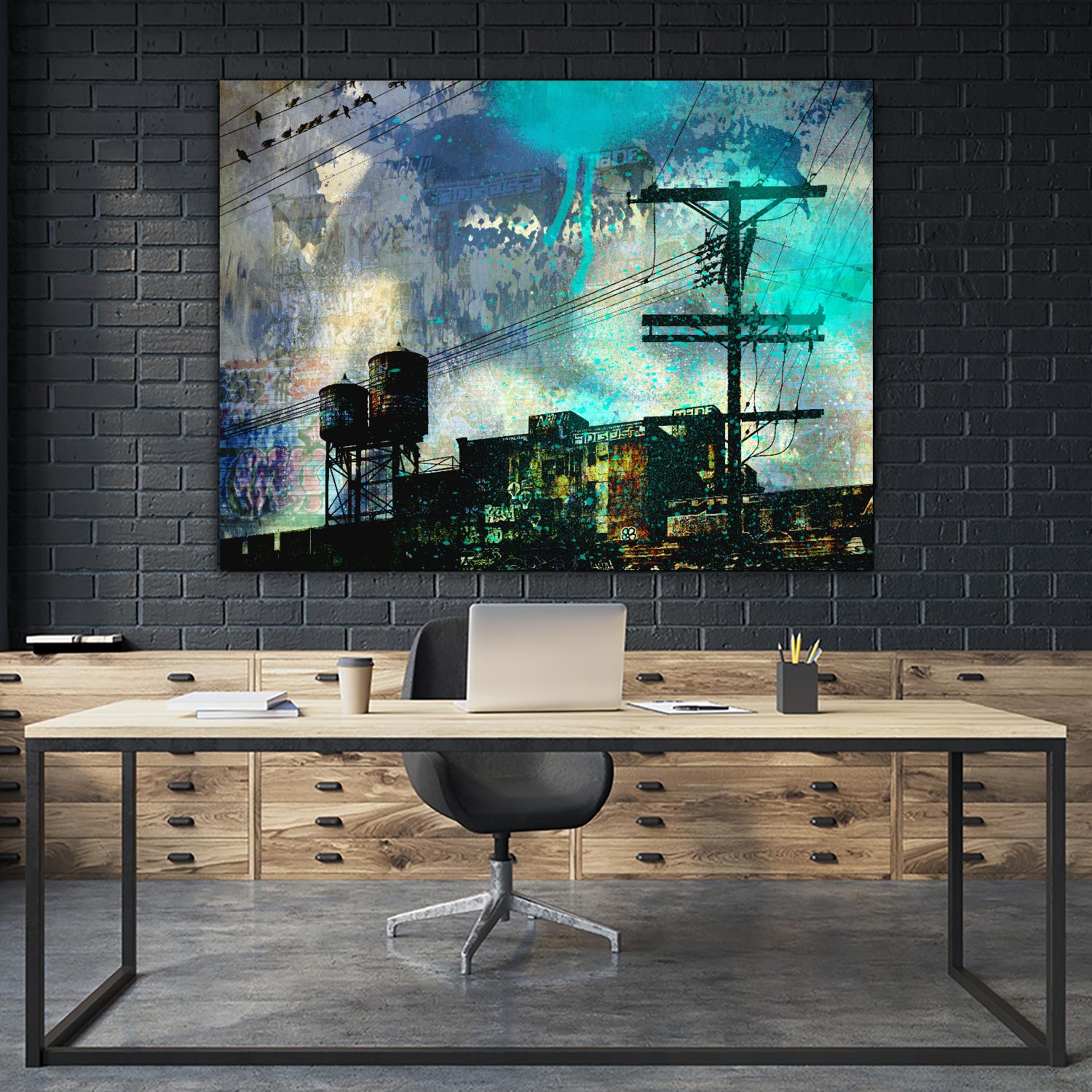 City Scrim B by GI ArtLab on GIANT ART - green city scene