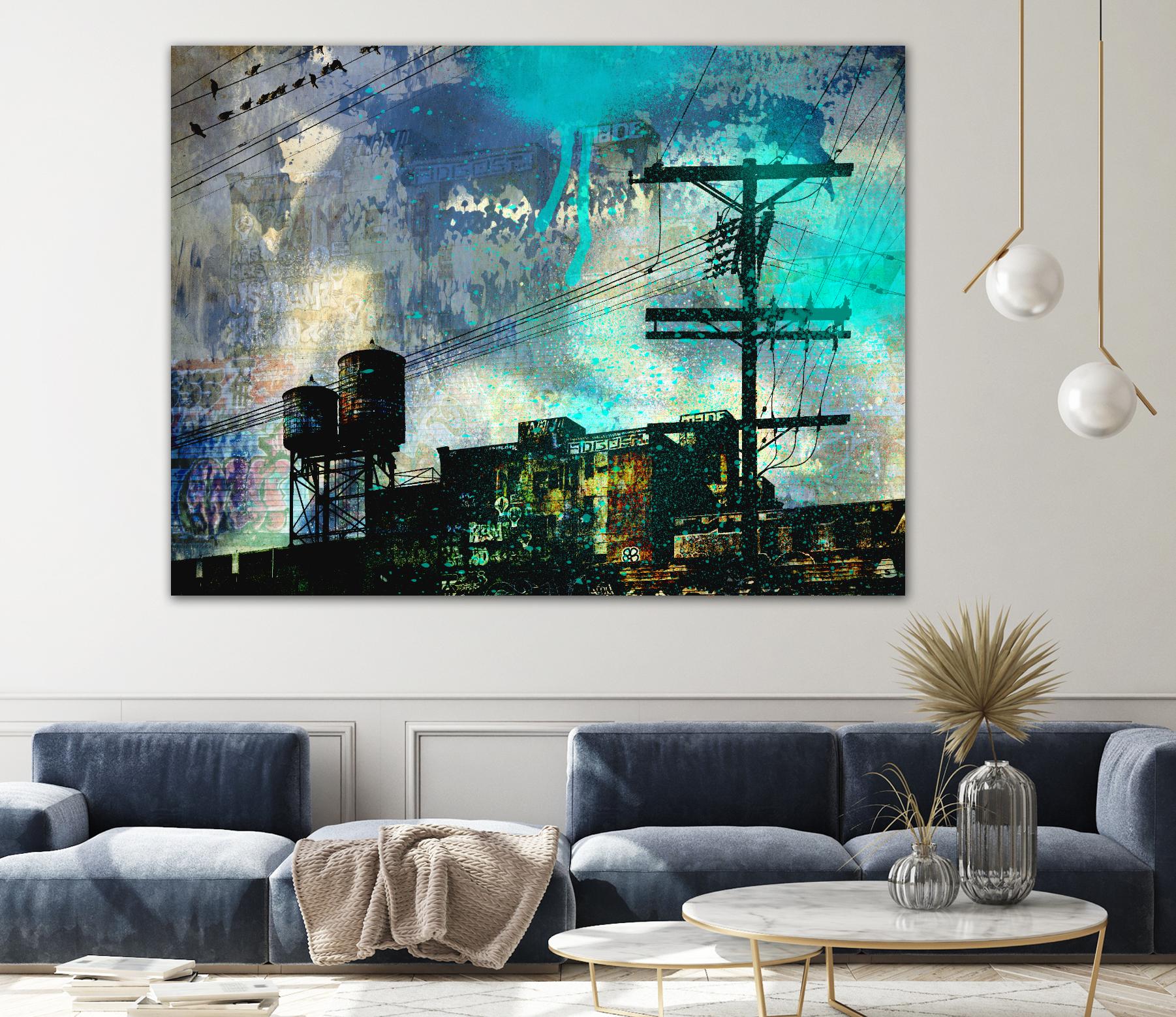 City Scrim B by GI ArtLab on GIANT ART - green city scene