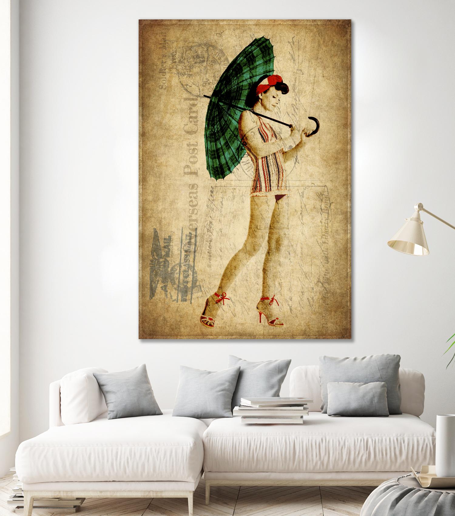 Pinup Girl in the Shade by GI ArtLab on GIANT ART - green vintage