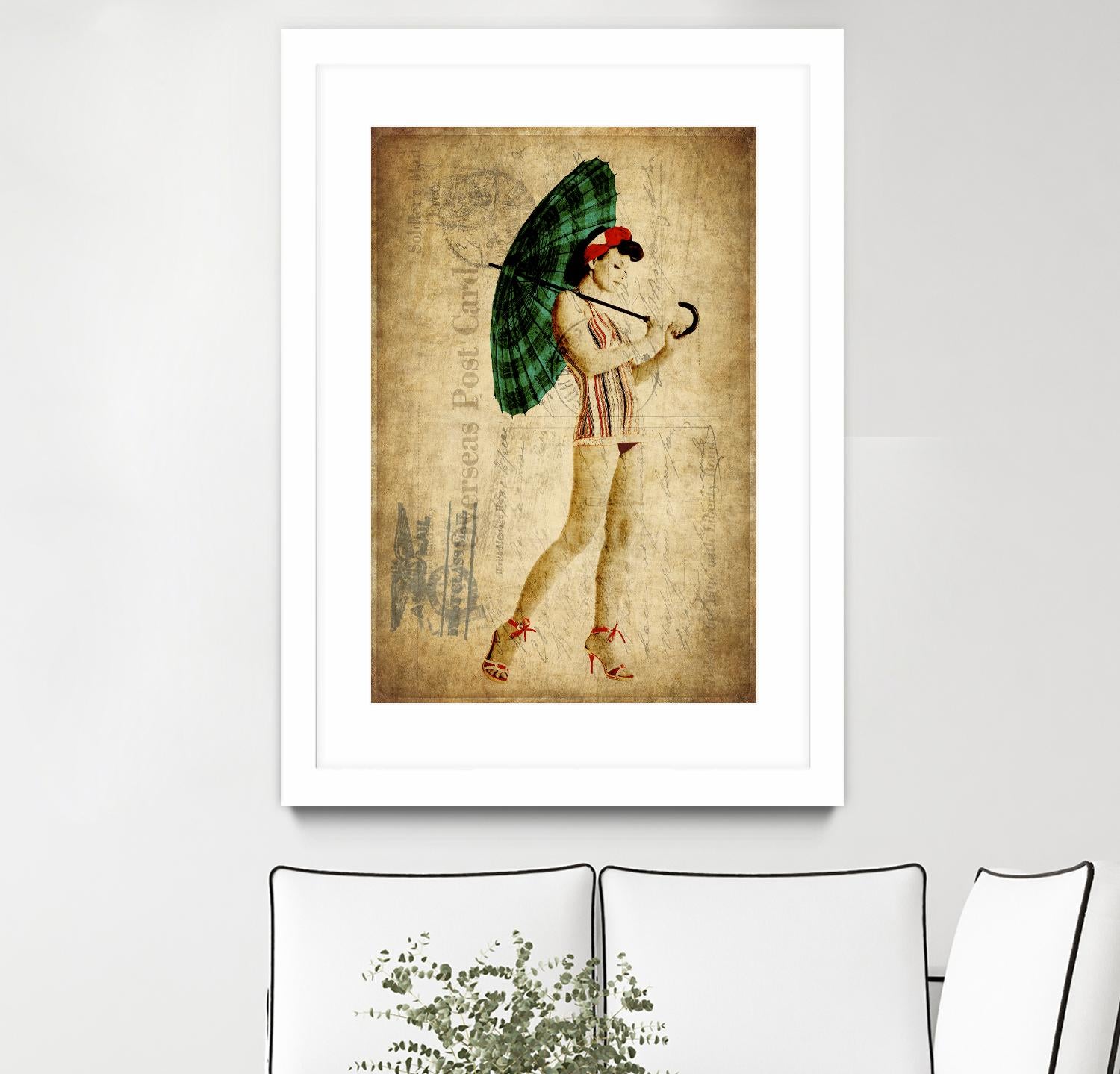 Pinup Girl in the Shade by GI ArtLab on GIANT ART - green vintage
