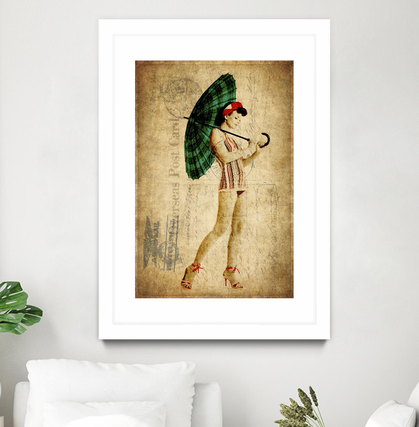 Pinup Girl in the Shade by GI ArtLab on GIANT ART - green vintage