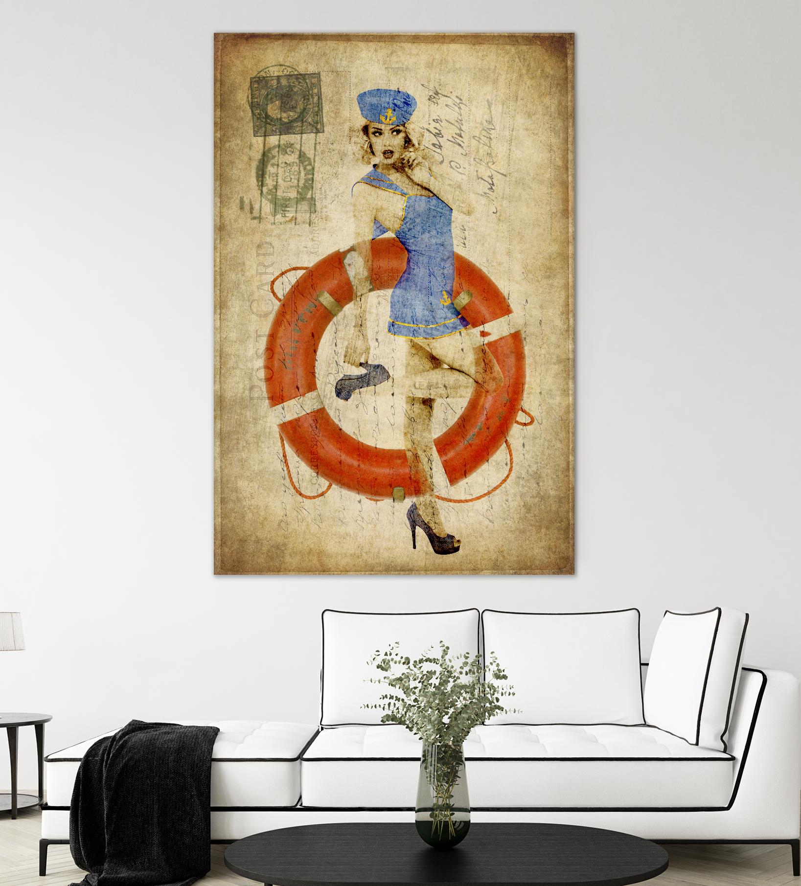 Pinup Girl Sailing by GI ArtLab on GIANT ART - red vintage