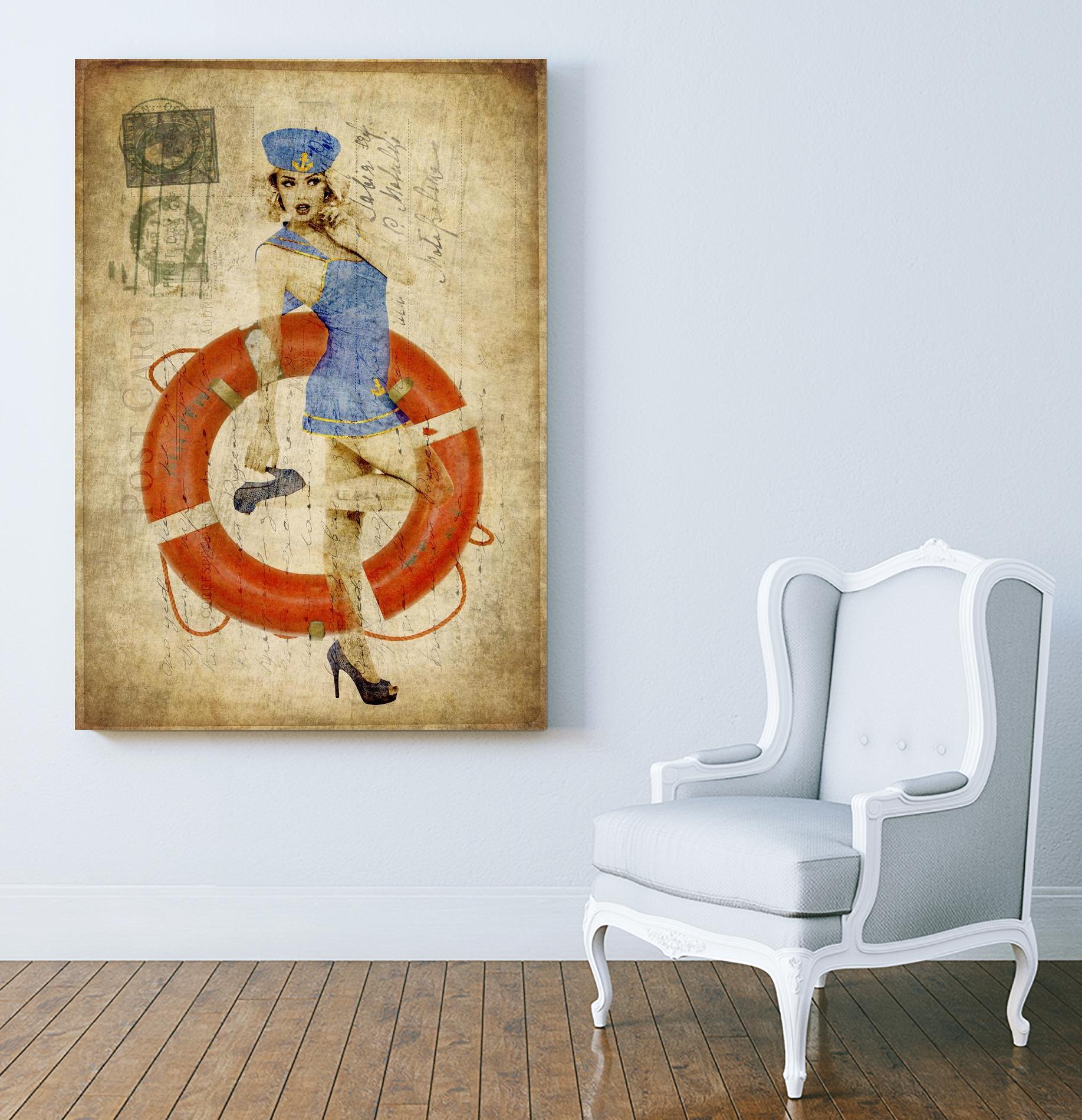 Pinup Girl Sailing by GI ArtLab on GIANT ART - red vintage